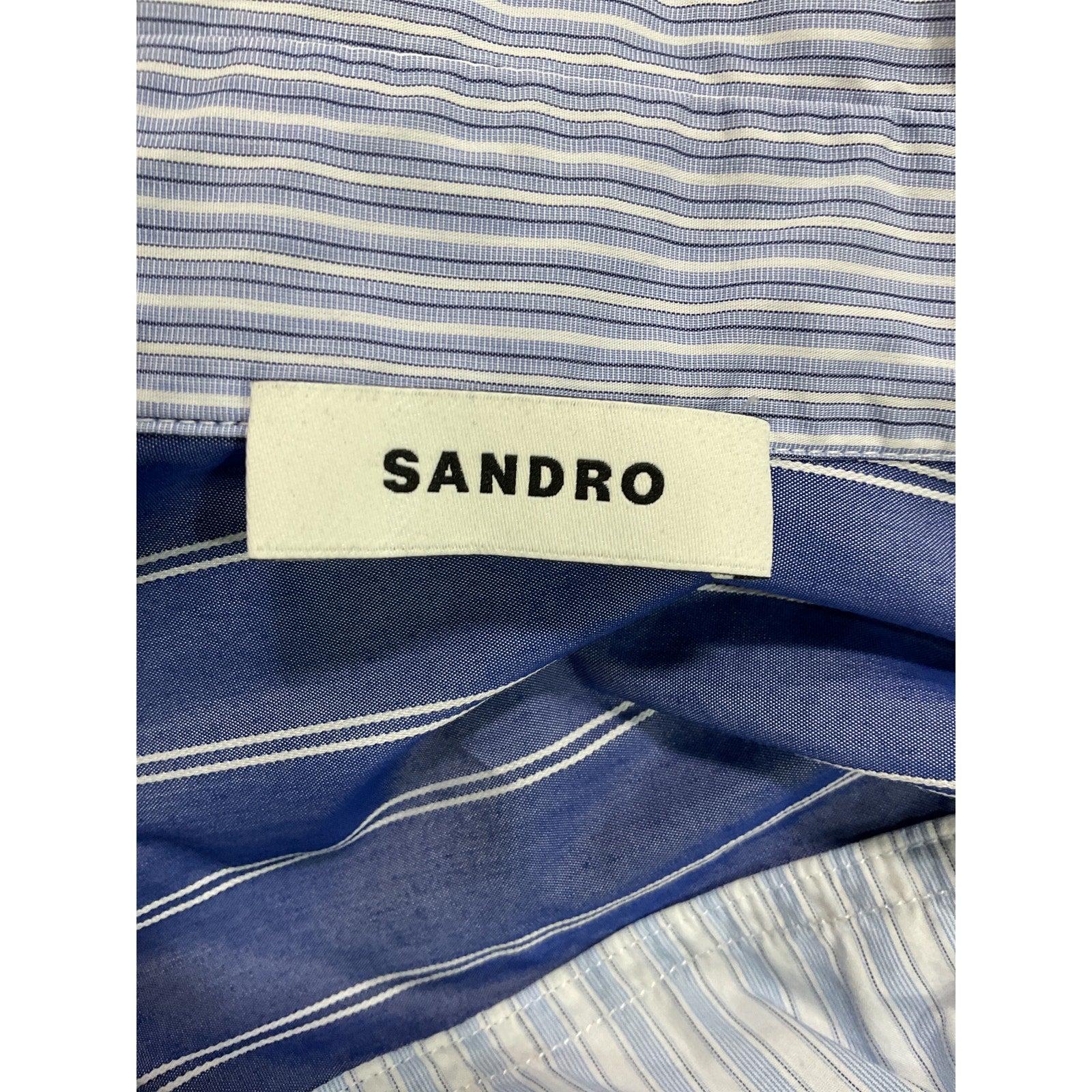 Sandro 'Oriane' Blue Striped Button Up Cotton Shirt Size XS