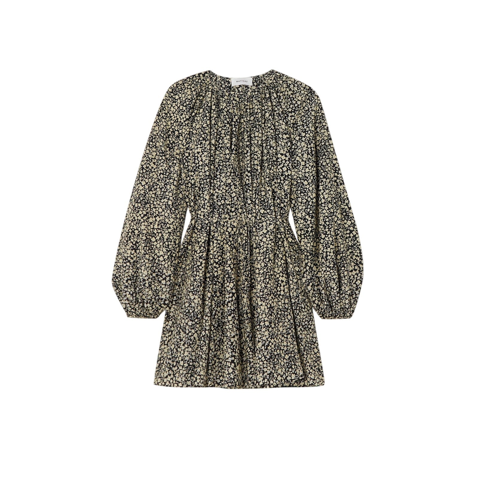 Matteau + Net Sustain Floral-Print Organic Black Cotton And Silk-Blend Mini Dress Size 8