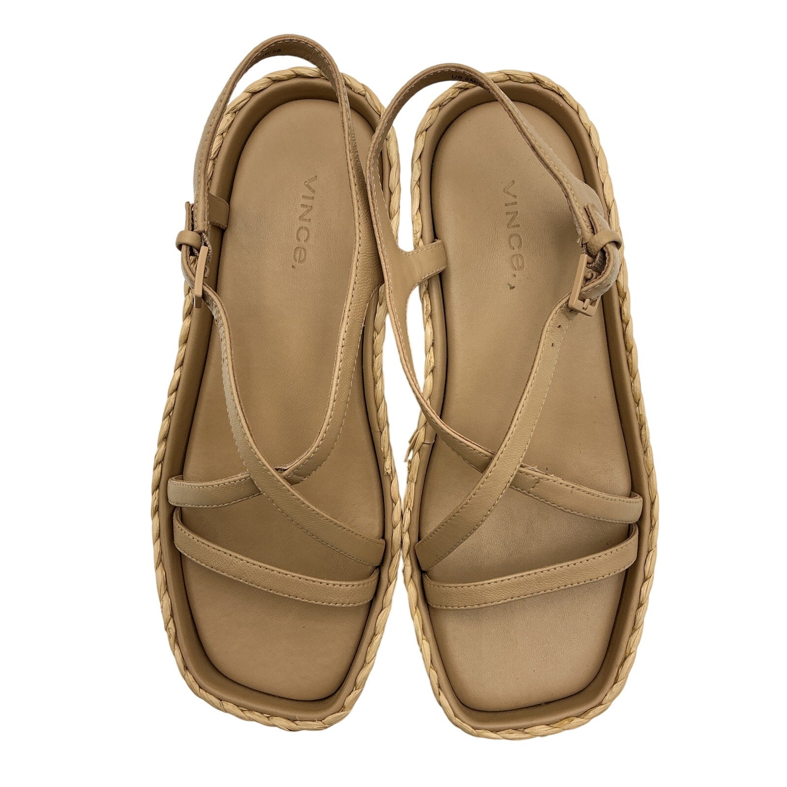 Vince 'Maxine' Beige Leather Platorm Strap Sandal Size 6.5