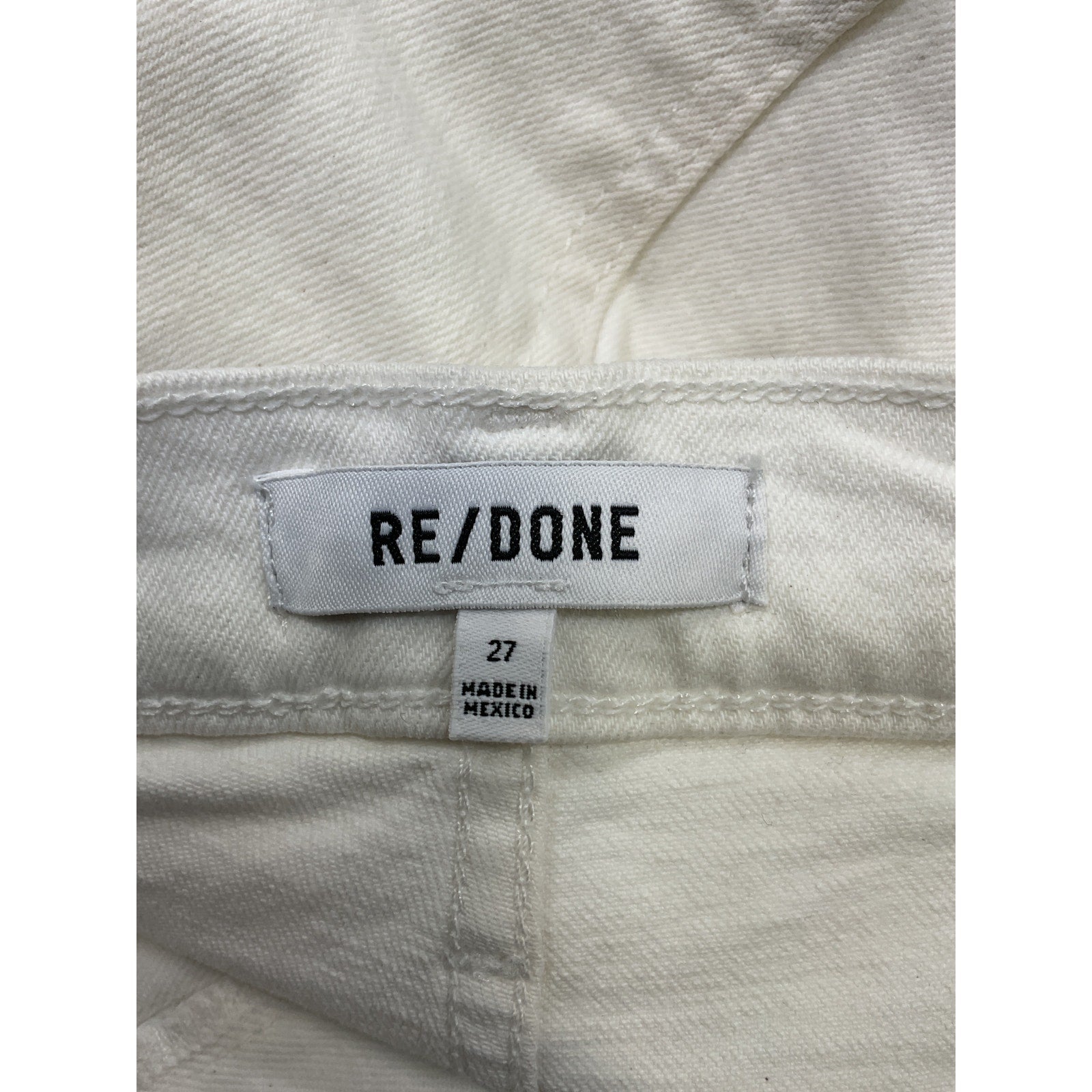 Re/Done '70S' White Cotton Stove Pipe Denim Jean Size 27