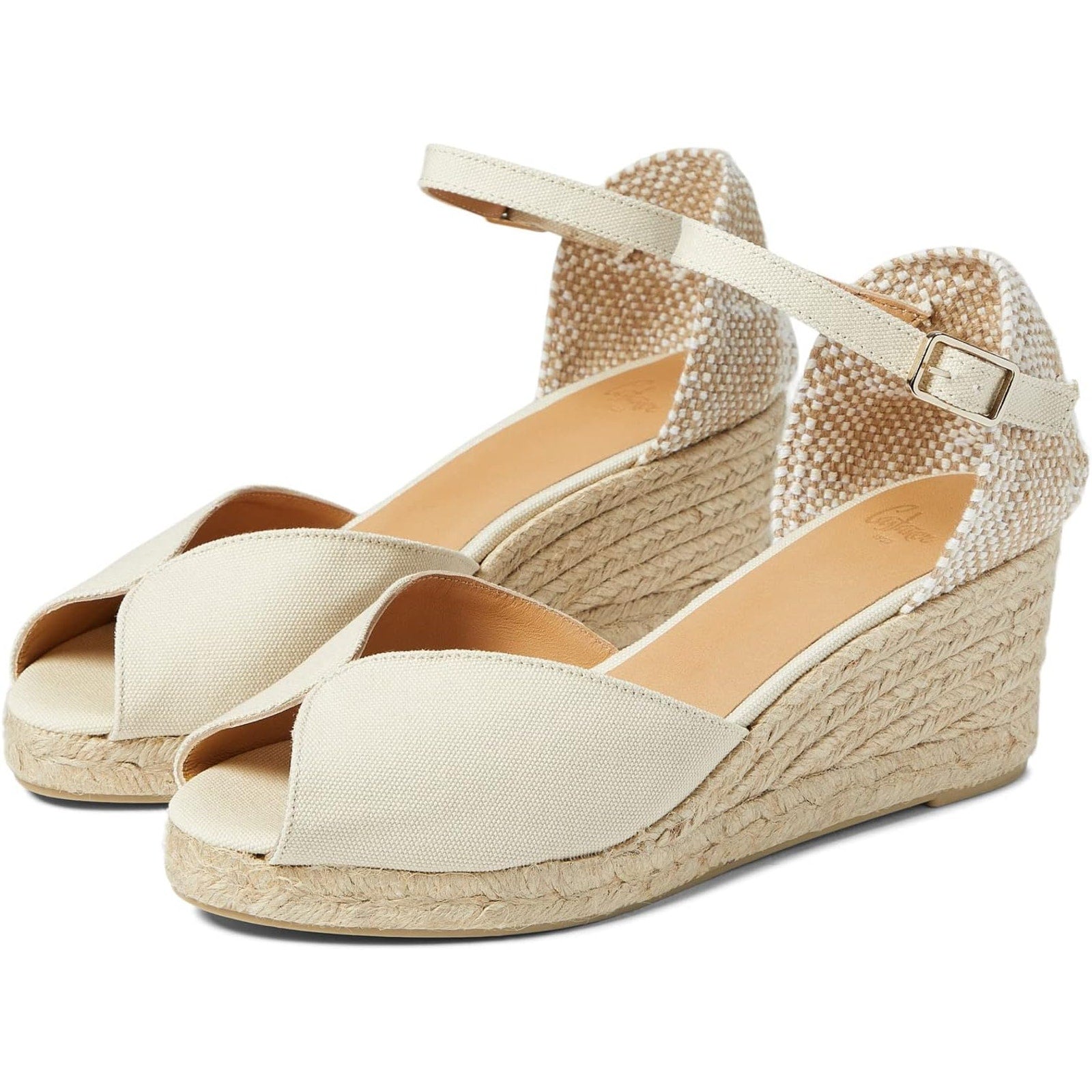 Castaner Bianca 60 Mm Ivory Leather Wedge Espadrille Sandal Size 9
