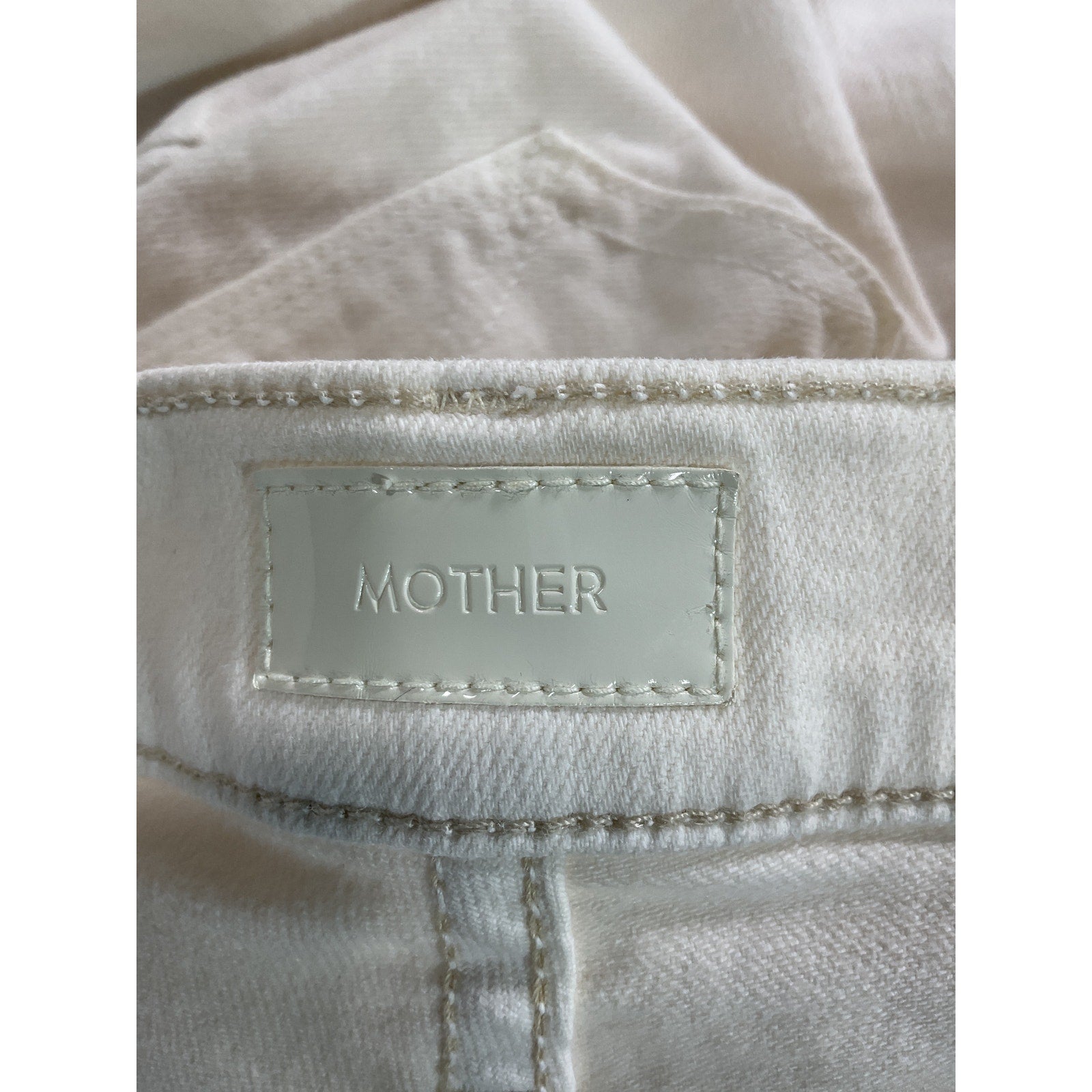 Mother 'Insider' White High Waist Crop Step Hem Denim Jeans Size 25