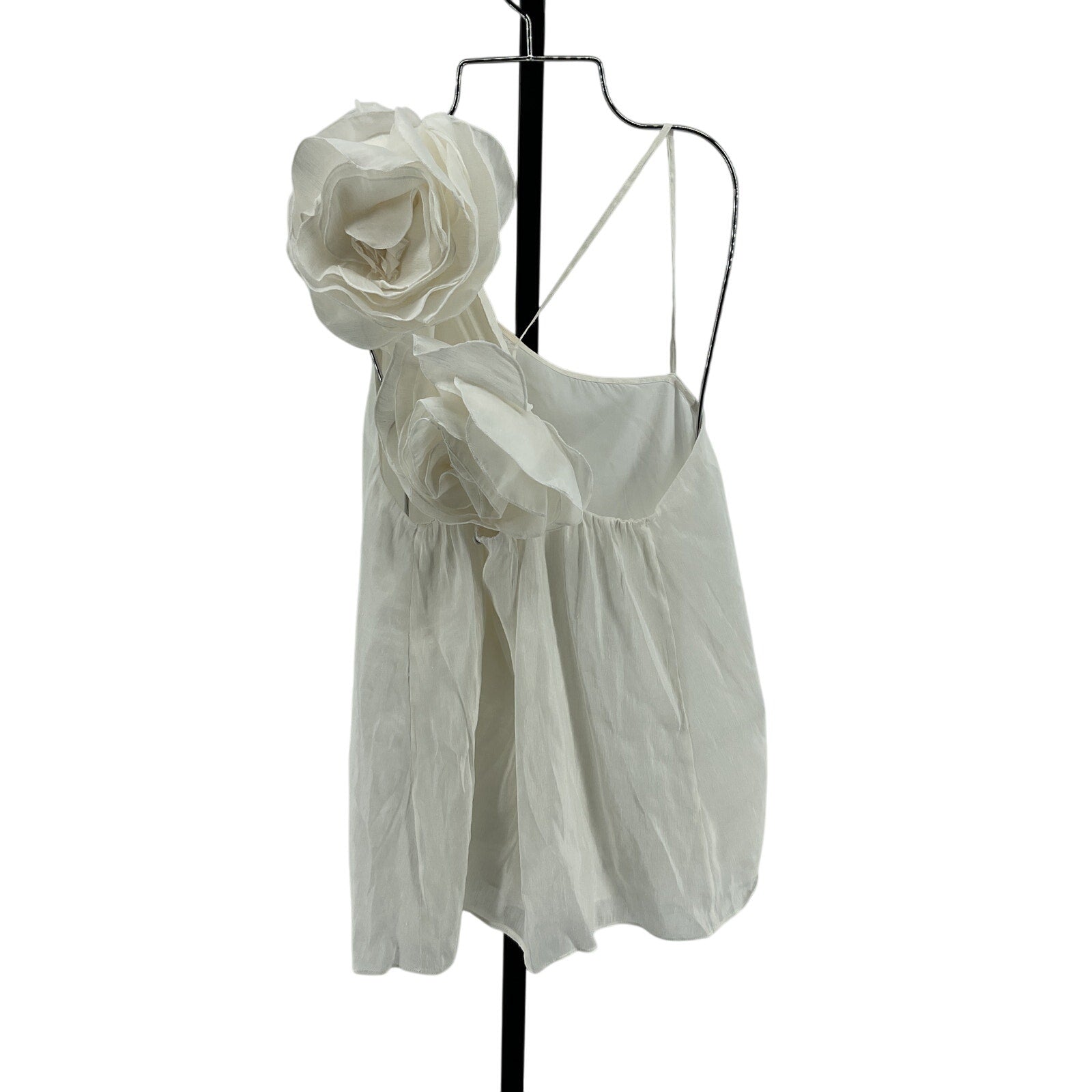 Aje 'Quintessa' Ivory Linen Flower Ruffle Blouse Size 12