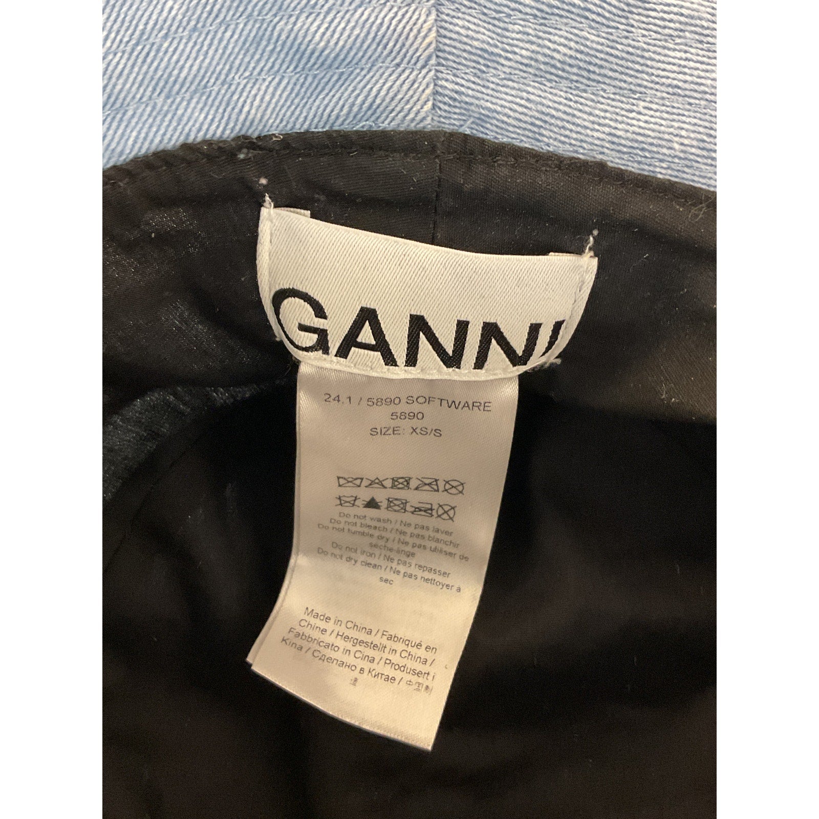 Ganni 'Fisherman' Blue Polyester Bucket Hat Size XS
