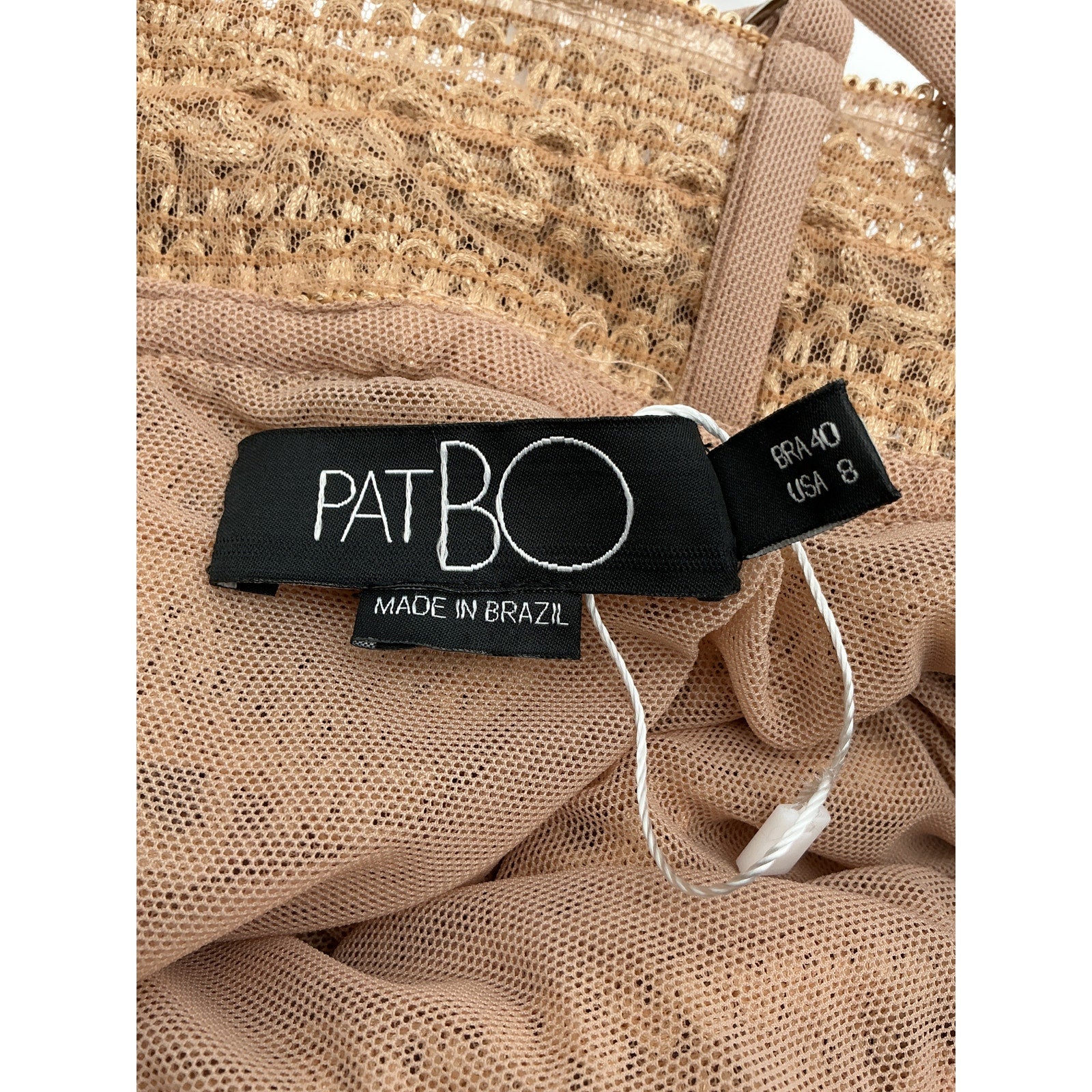 Patbo Sleeveless 'Fringe' Tan Polyester Cropped Top Size 8