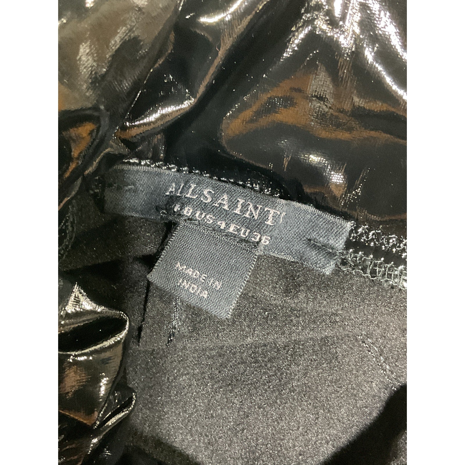 Allsaints 'Cora' Black Shine High Waist Faux Leather Leggings Size 4