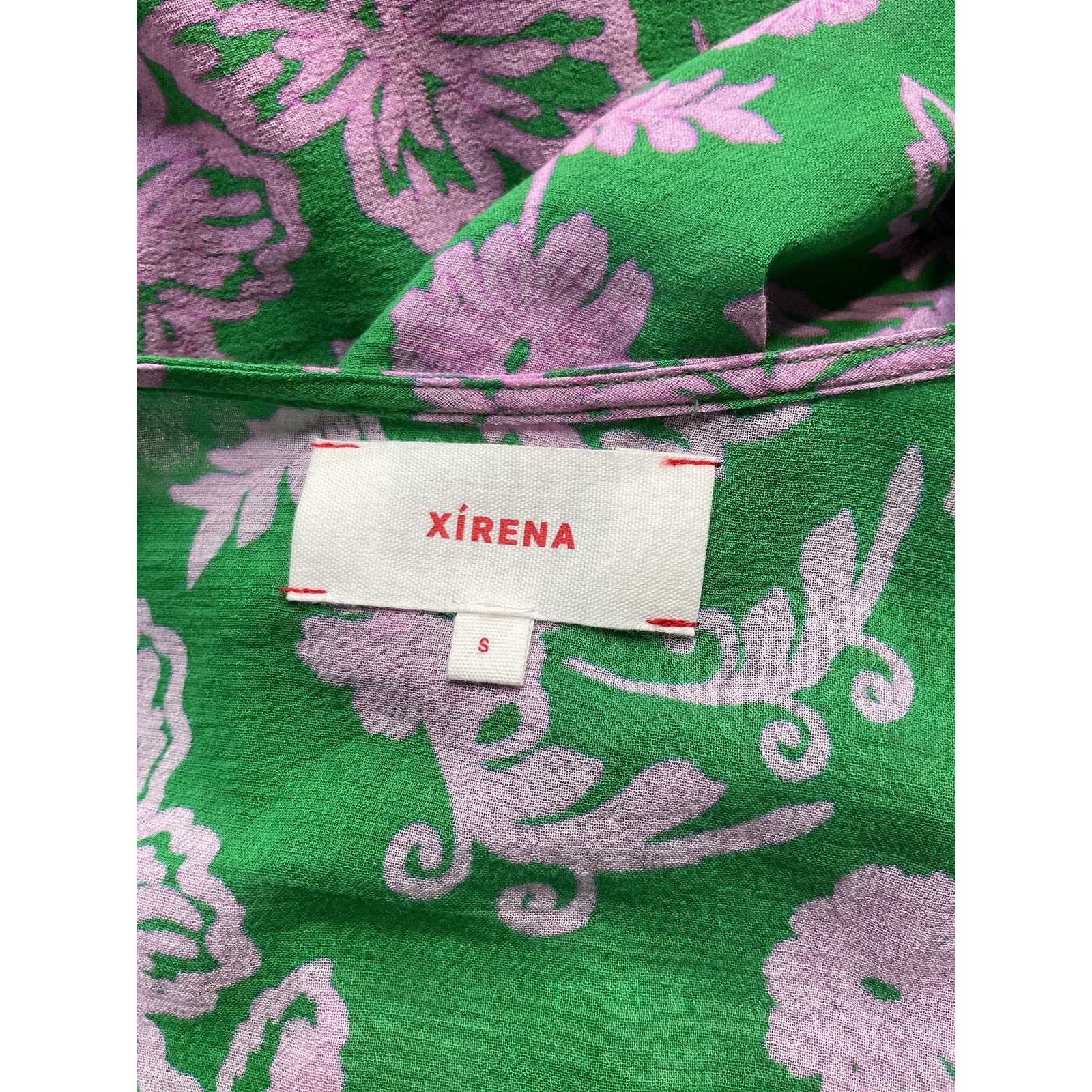 Xirena 'Mykah' Green V Neck 3/4 Sleeve Floral Print Dress Size S