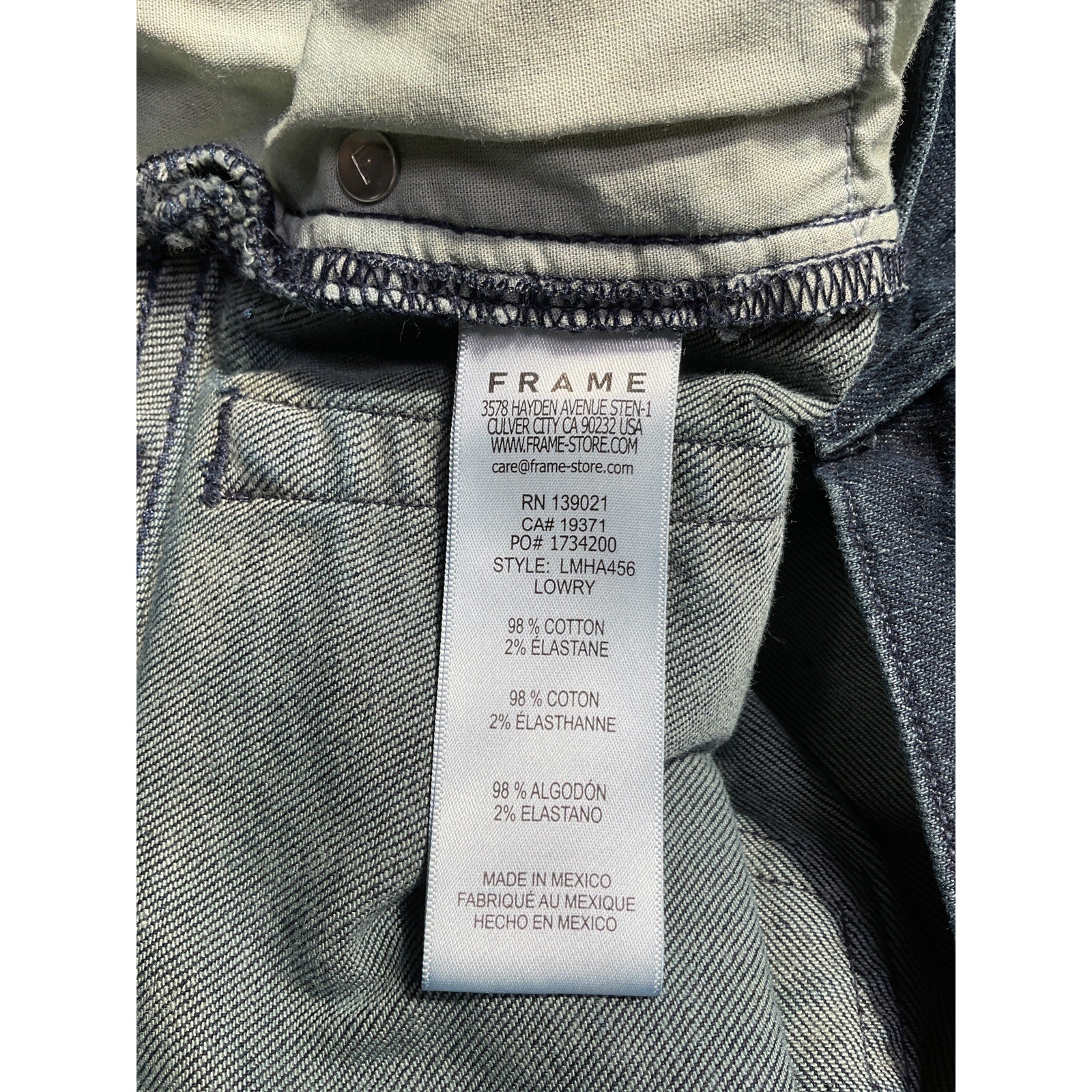 Frame 'L'Homme' Blue Cotton Slim Fit Denim Jean Size 36