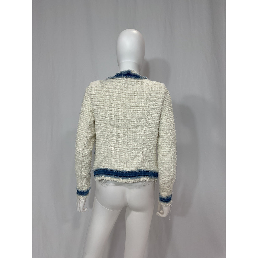 L'Agence 'Agnes' White Tweed Denim Jacket Size XS