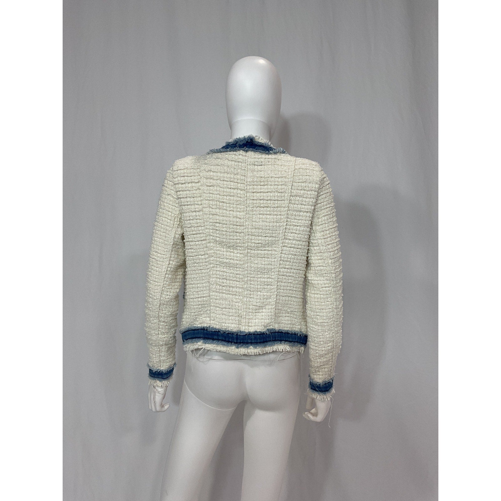 L'Agence 'Agnes' White Tweed Denim Jacket Size XS
