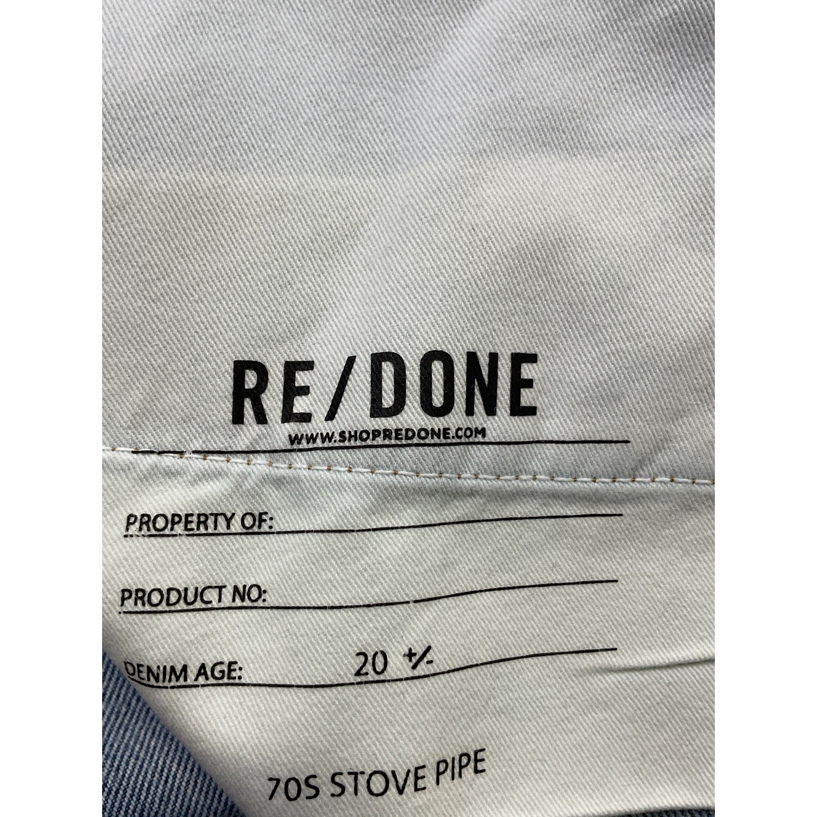 Re/Done '70s' Blue Stove Pipe Denim Jeans Size 30