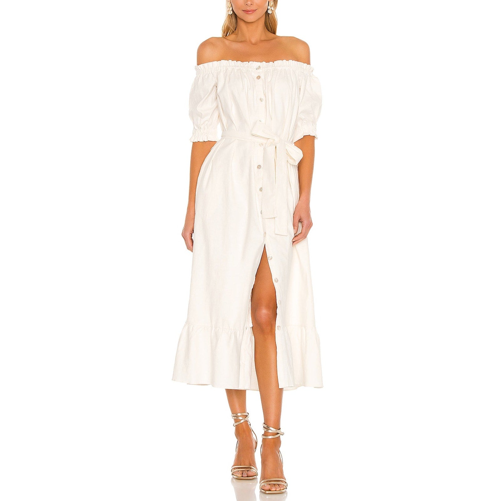 Tularosa 'Kami' White Linen Midi Dress Size XS - NWT
