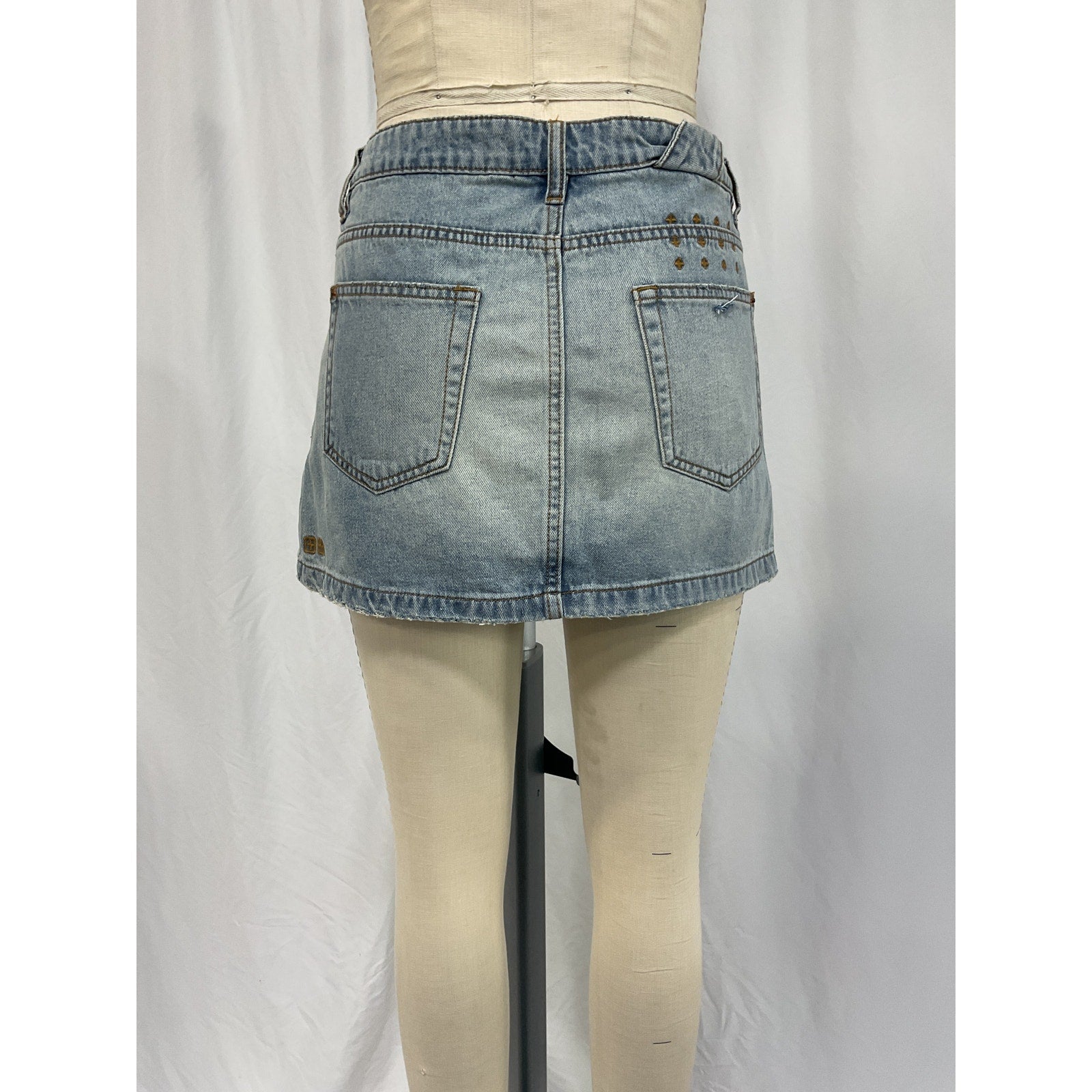 Ksubi 'Saddle' Blue Cotton Low Rider Mini Paragon Skirt Size 28