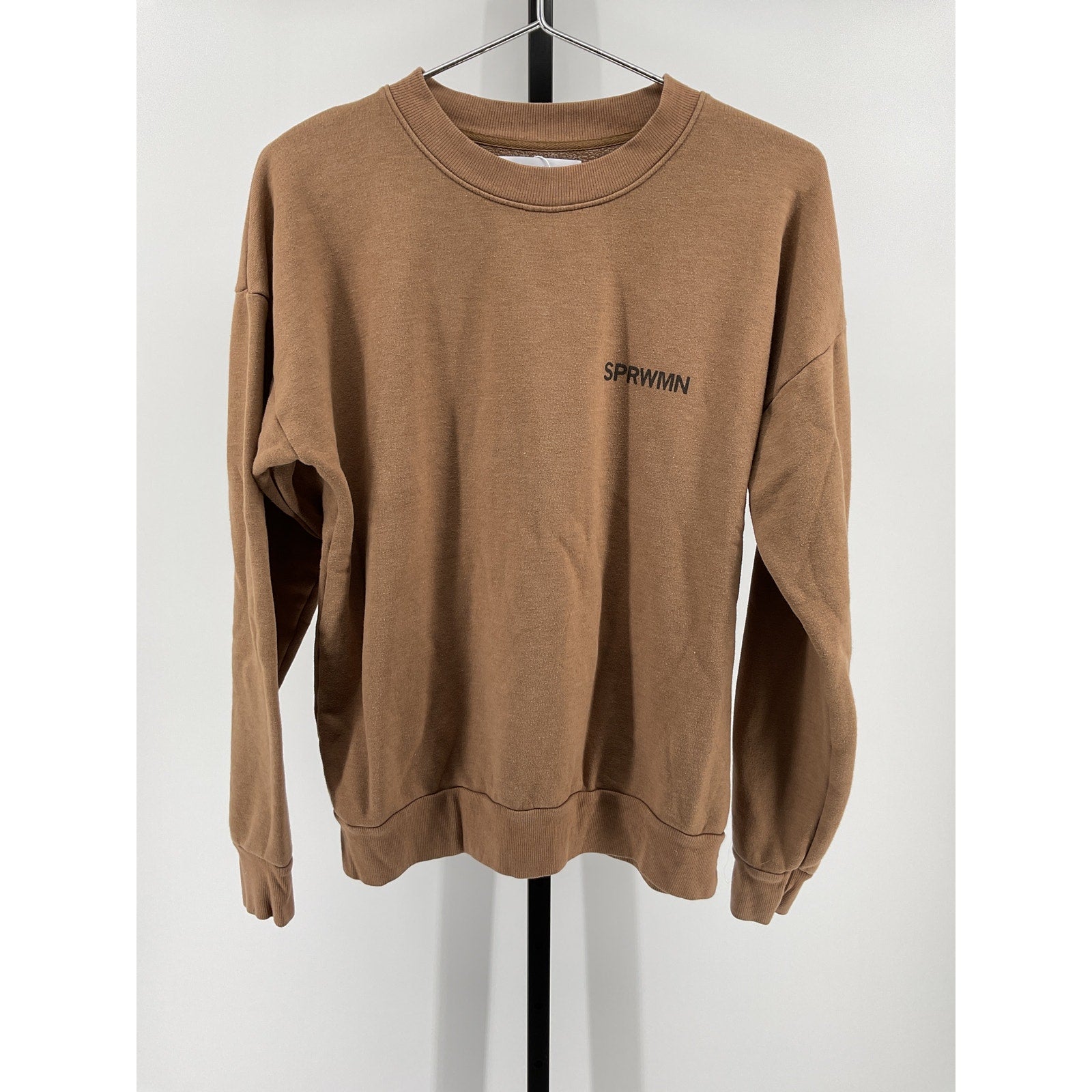 Sprwmn 'Camel' Brown Cotton Tri-Blend Tiny Logo Sweatshirt Size M