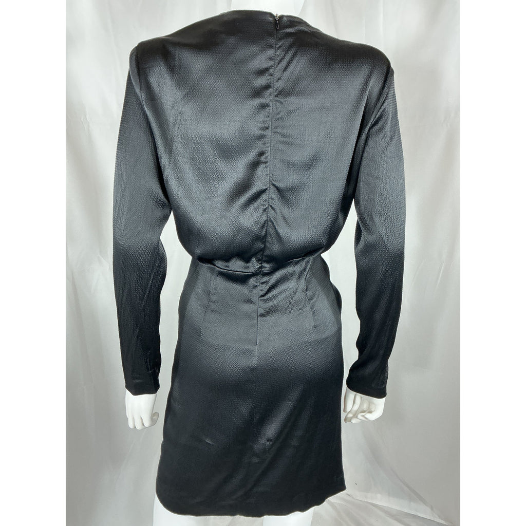 Maje 'Roseanne' Black Viscose Satin Front Tie Dress Size 36