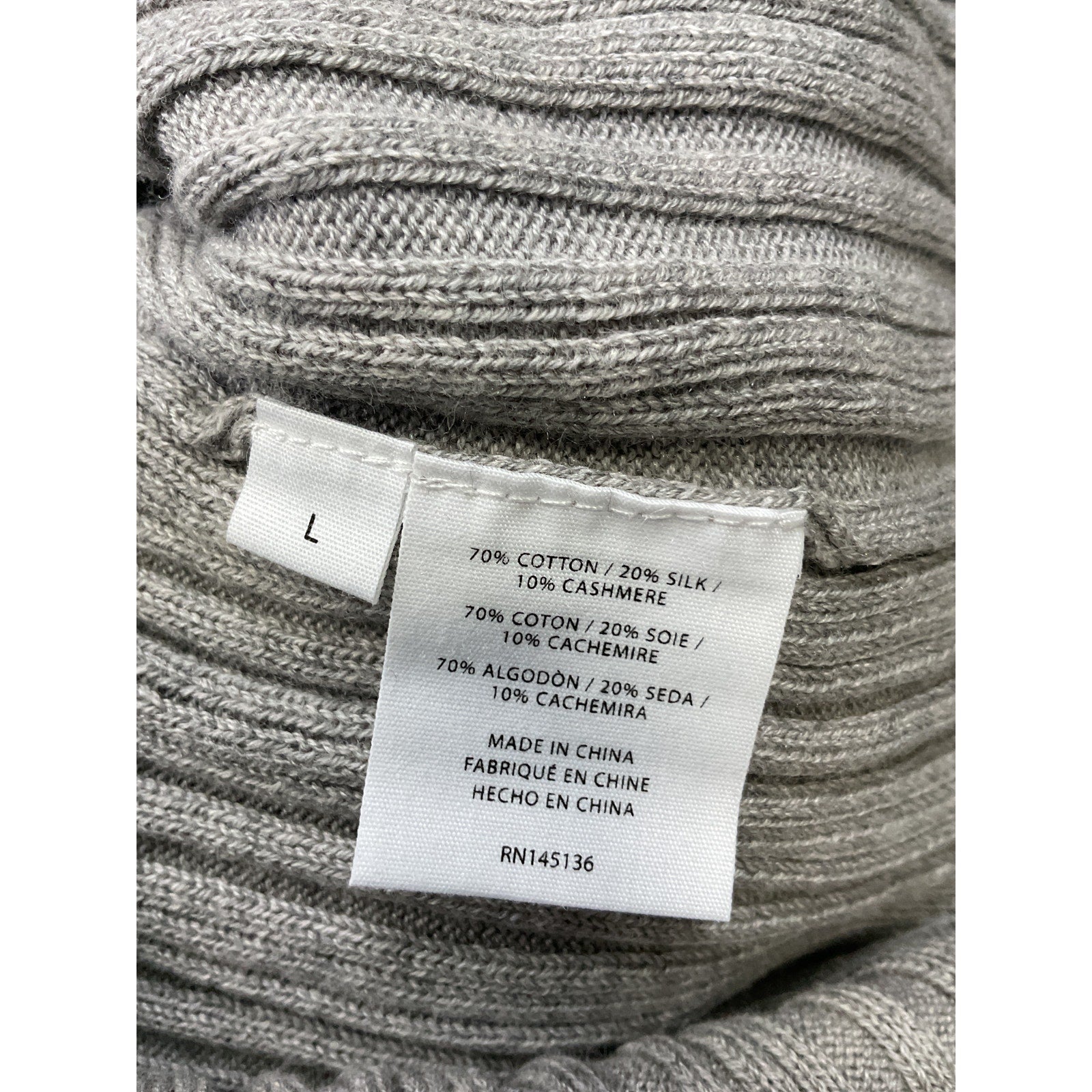 Naadam Ribbed Cutout Back Grey Cotton Sweater Size L