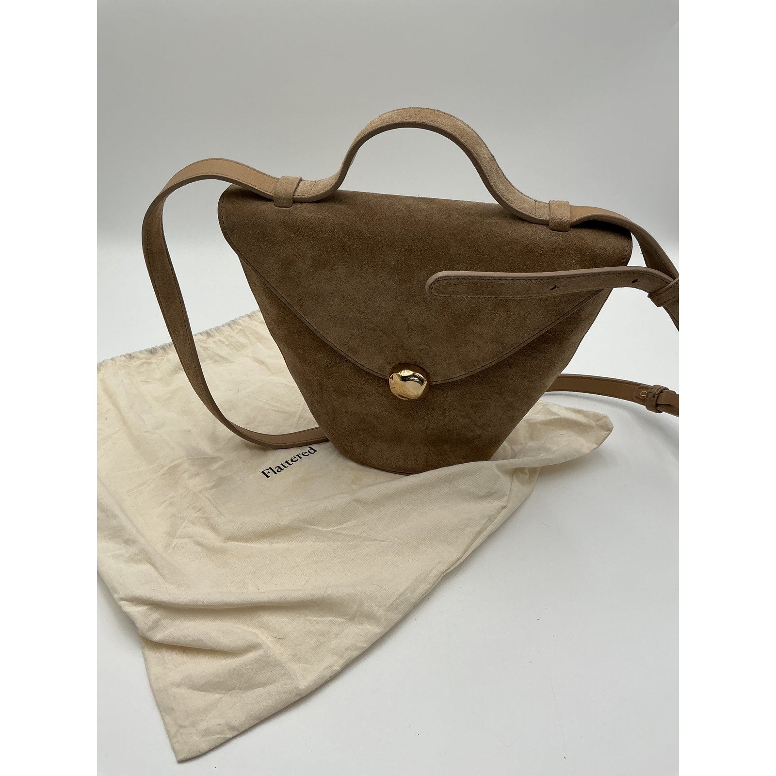 Flattered 'Evelina' Cream Suede Bag