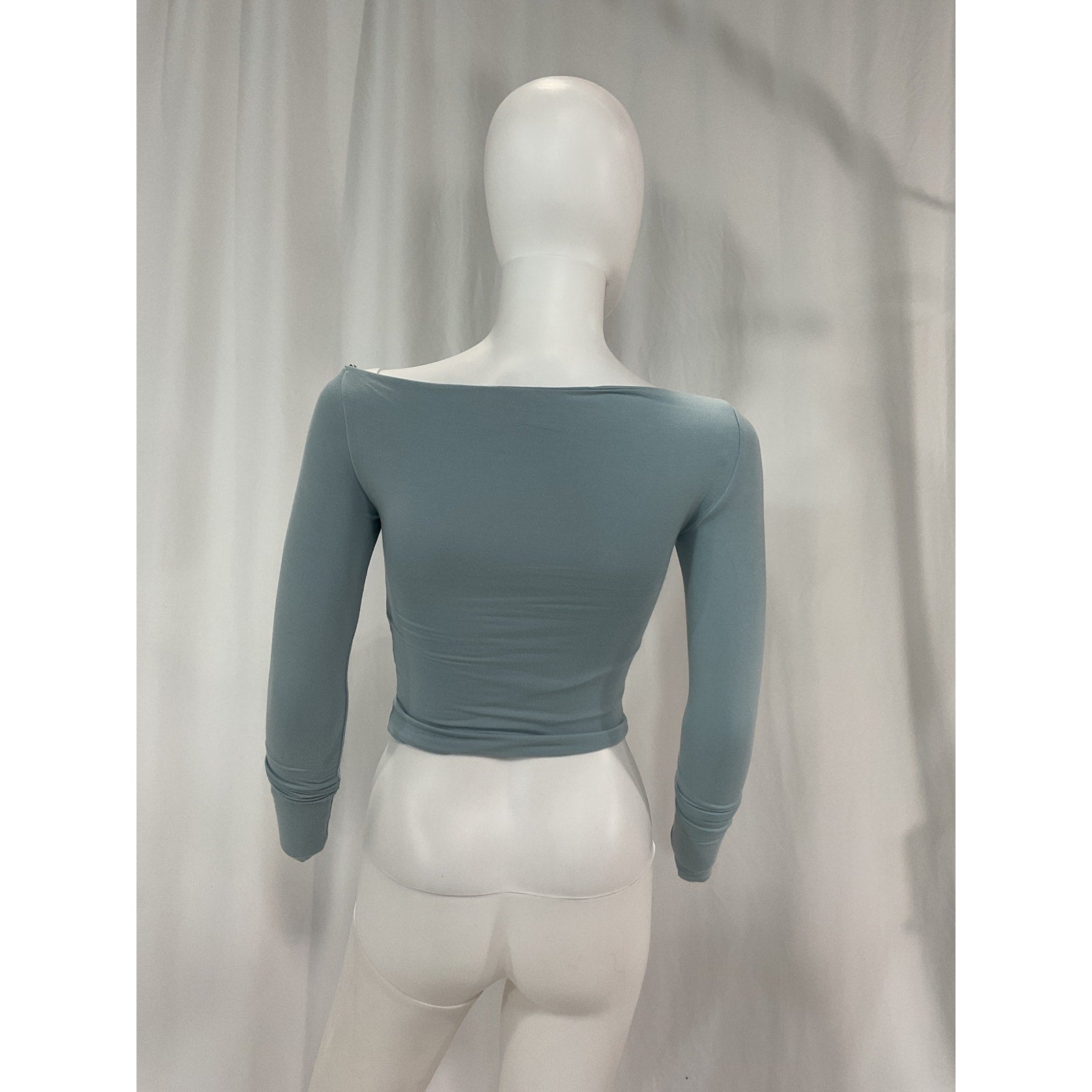 Ser.O.Ya 'Artemis' Blue Long Sleeve Cotton Chest Cut Out Off Shoulder Top Size XXS