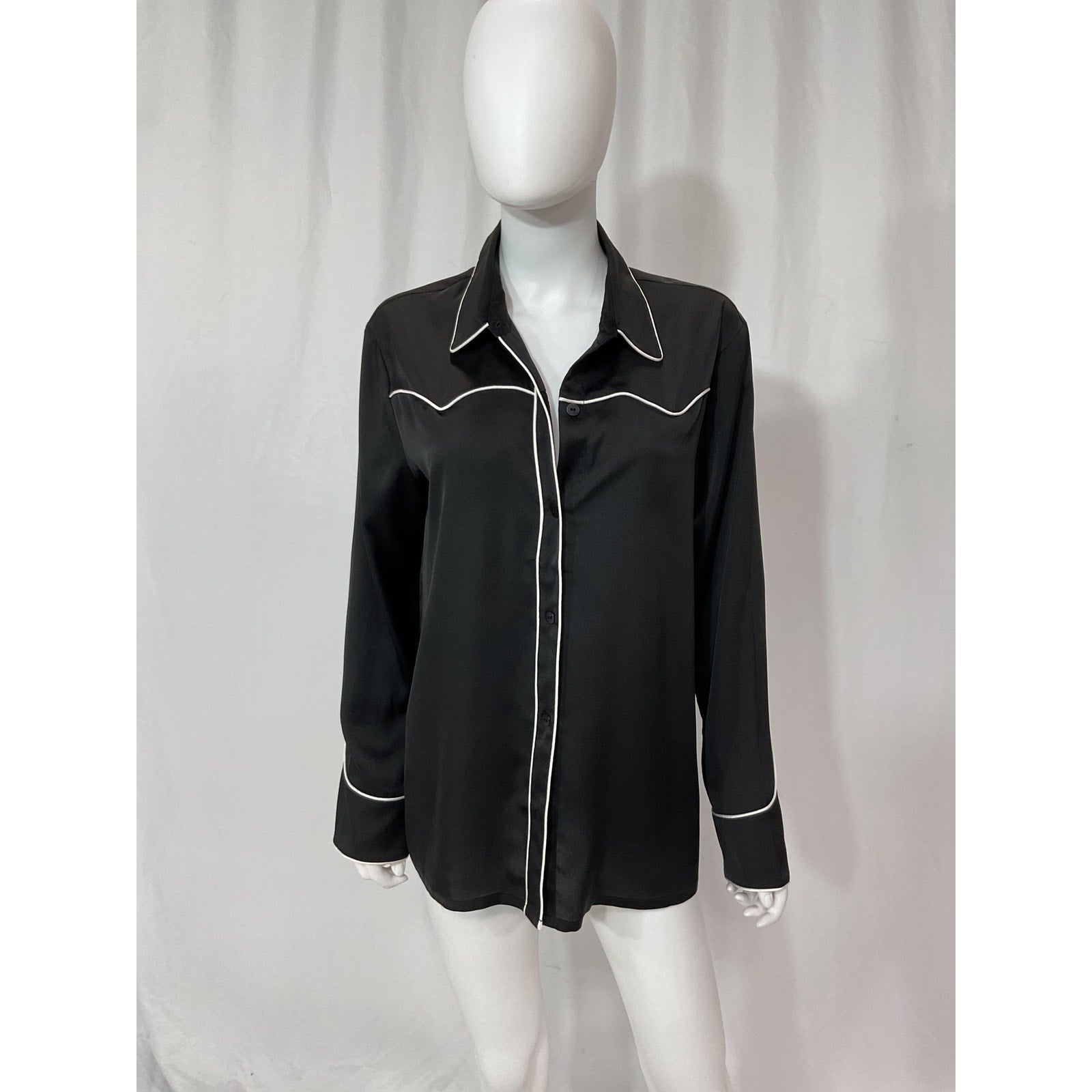 Allsaints 'Cece' Black Satin Shirt Size 8