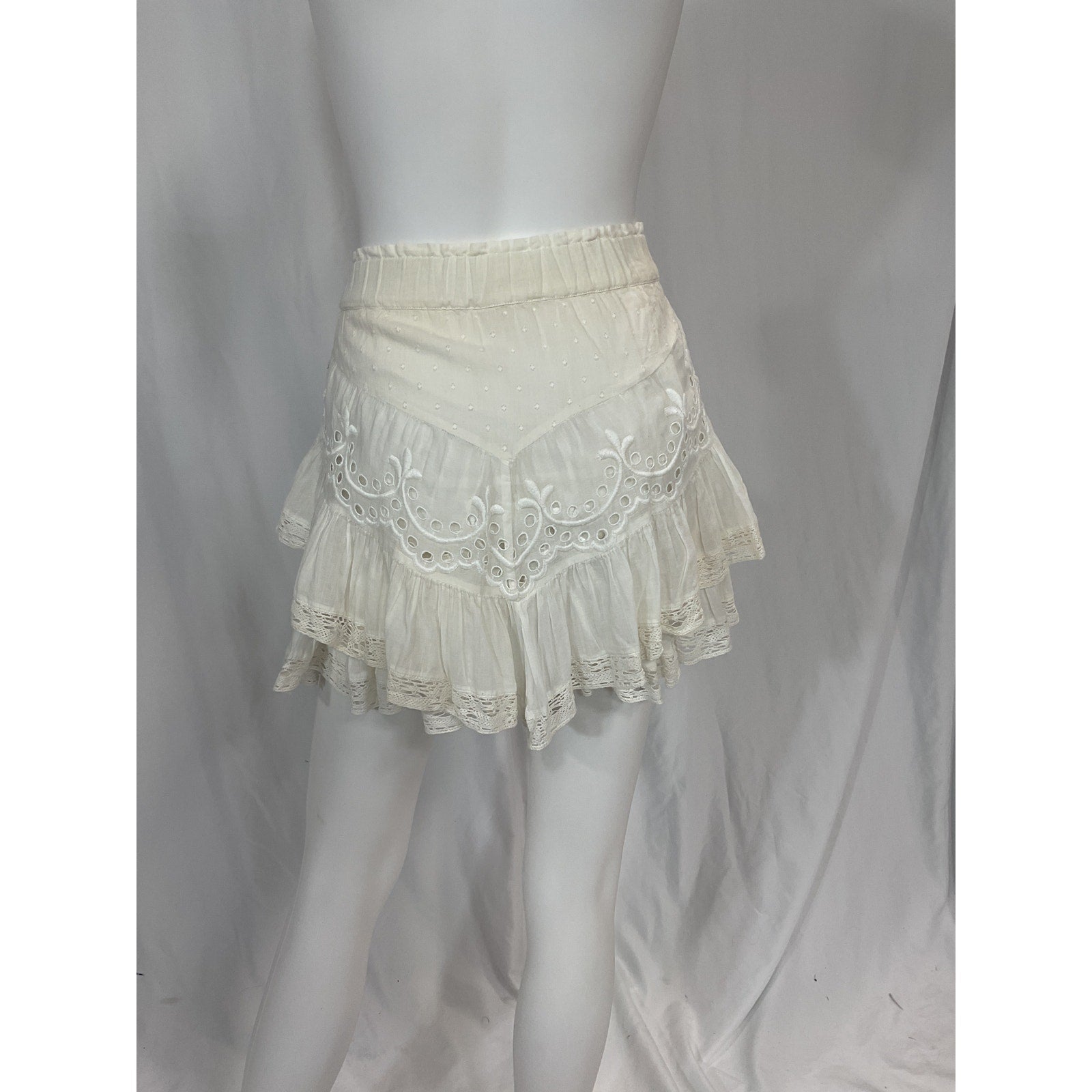 Loveshackfancy 'Briella' White Lacce Trim Skirt Size XS