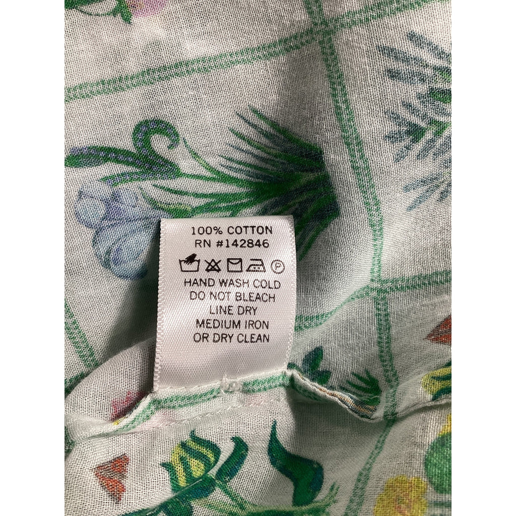 Rhode 'Rae' Green Floral Print Cotton Voile Blouse Top Size L