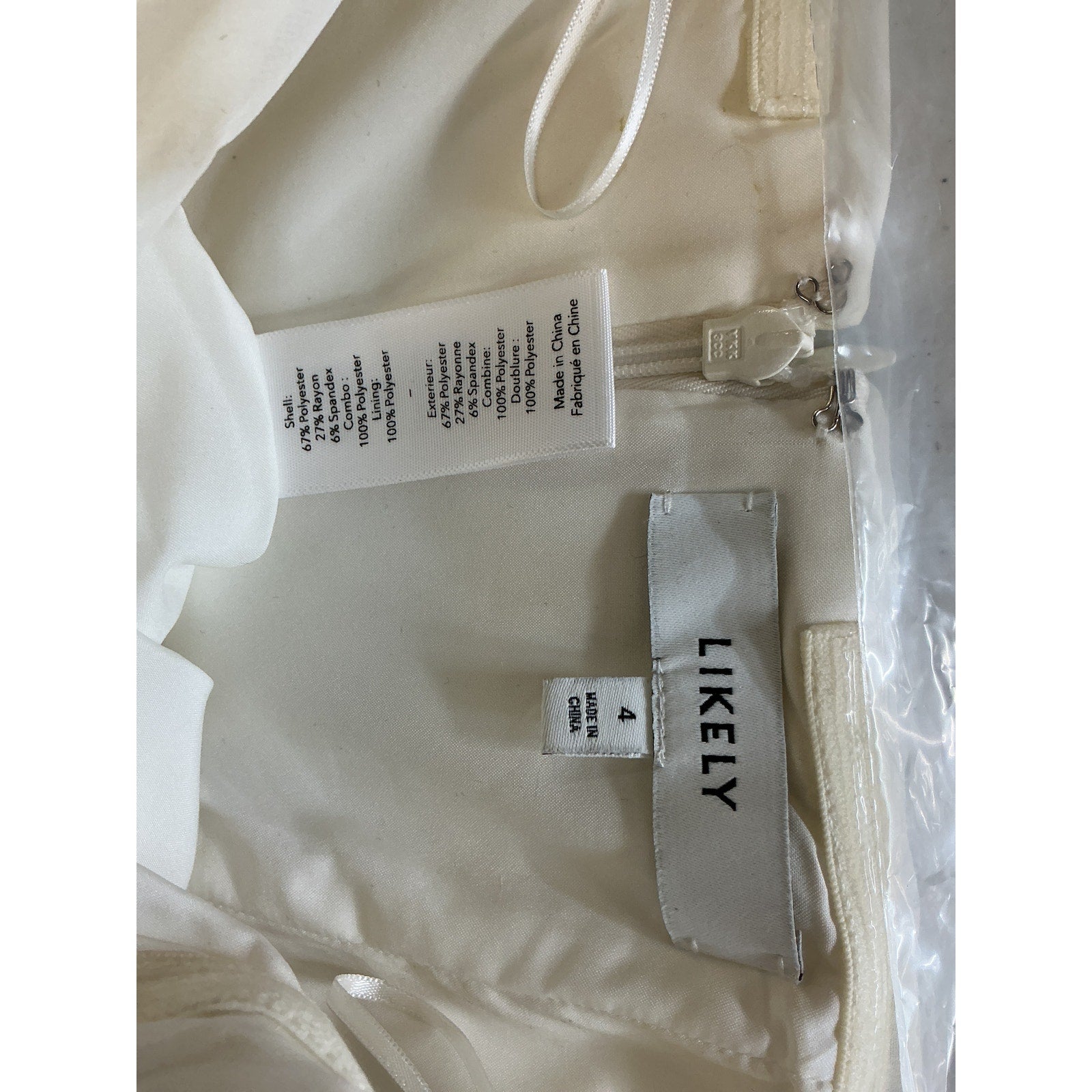 Likely 'Marley' Ivory Polyester Dress Size 4