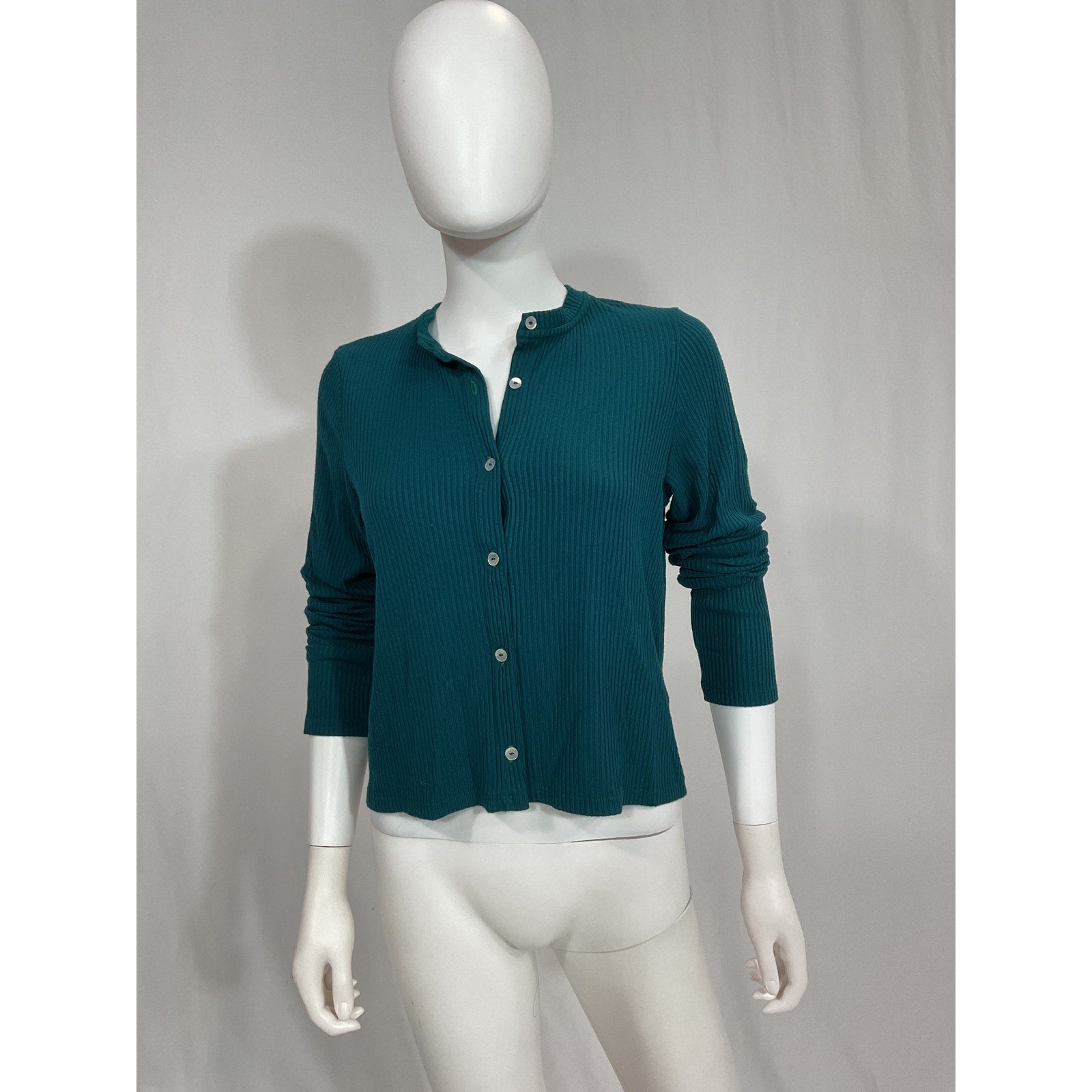 Donni. 'Ribbed' Blue Knit Crewneck Cardigan Size XS