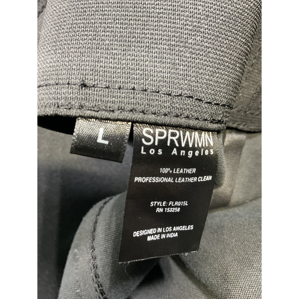 Sprwmn Crop Flare Black Leather Legging Size L