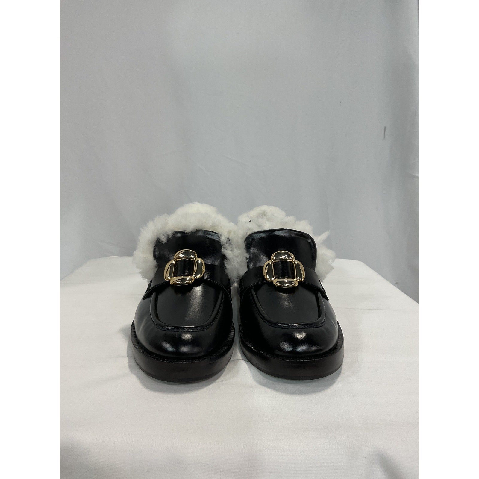 Larroude 'Bobbie' Black Leather Loafers Size 9