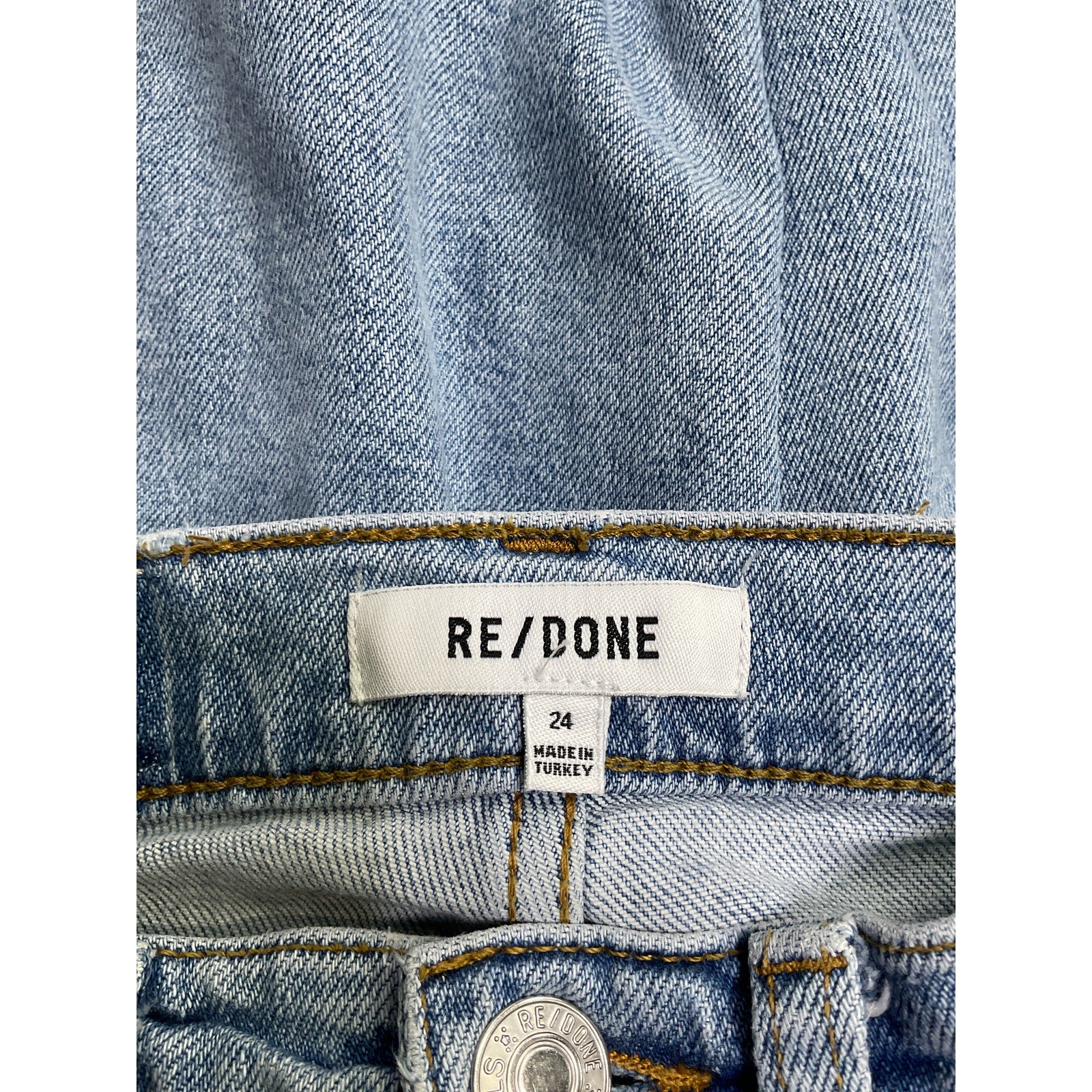 Re/Done '70S' Blue Cotton Stove Pipe High-Rise Straight Jeans Size 24