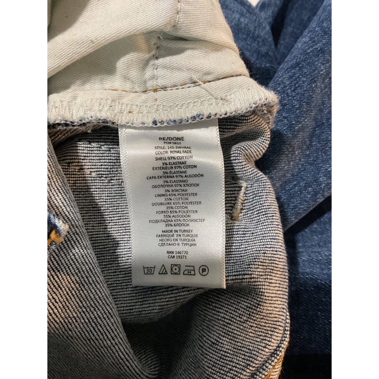Re/Done '90S' Blue Cotton High Rise Jeans Size 30