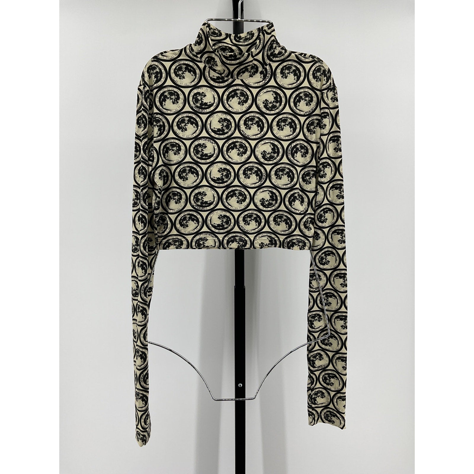Off-White Cropped Black Moon-Print Top Size 36 (0)