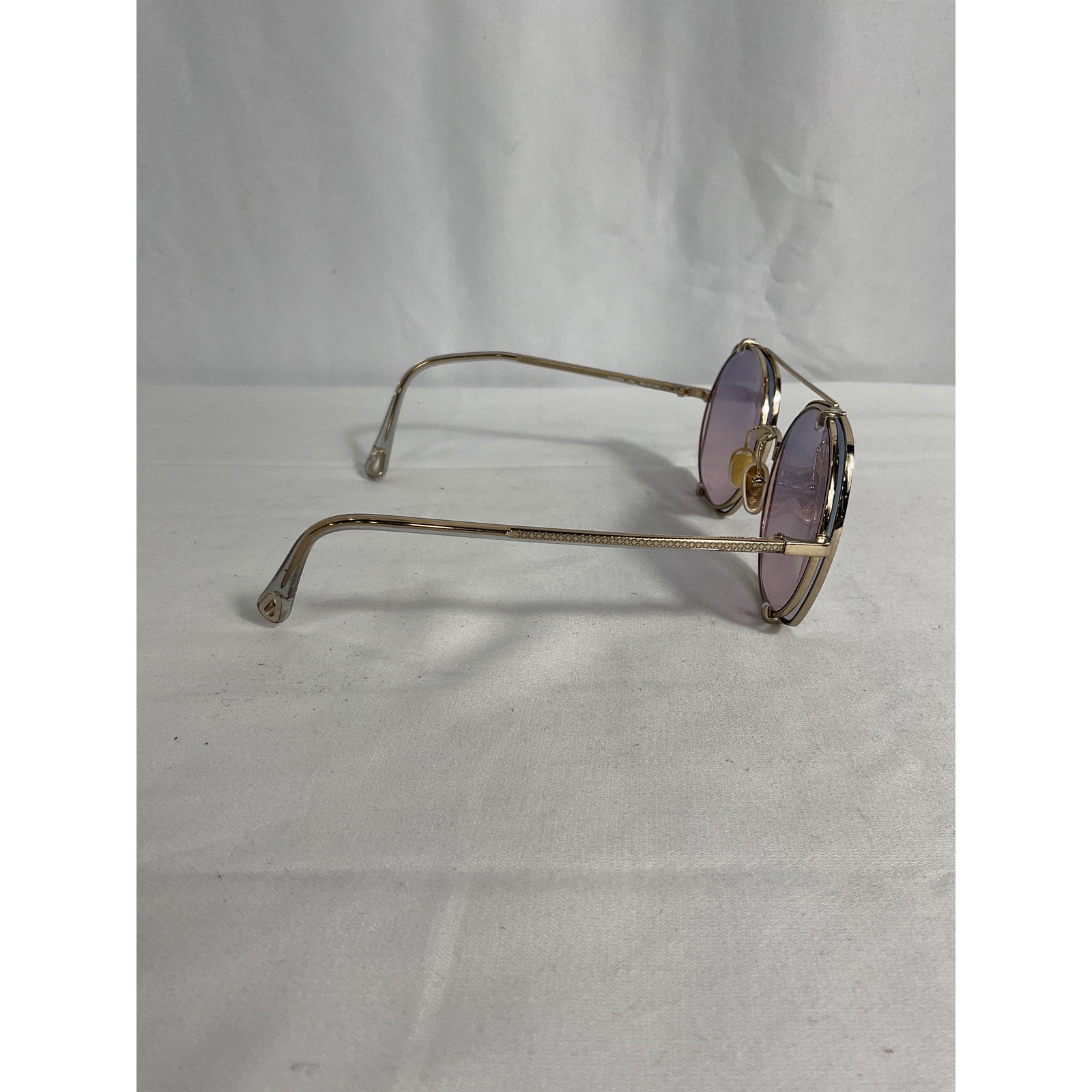 Chlo� 'Demi' Blue Round Sunglasses Gradient With Square Clip On Size OS