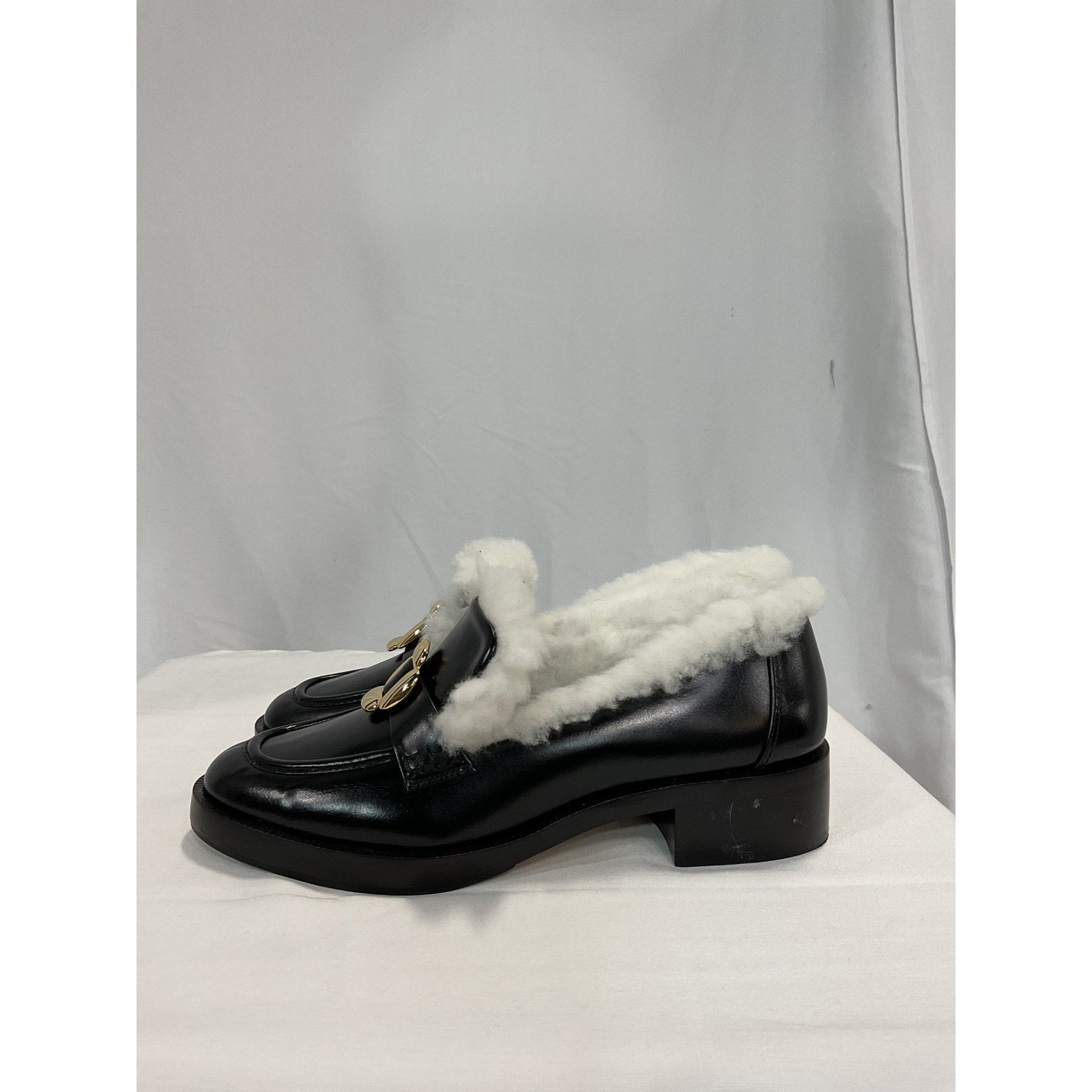 Larroude 'Bobbie' Black Leather Loafers Size 9