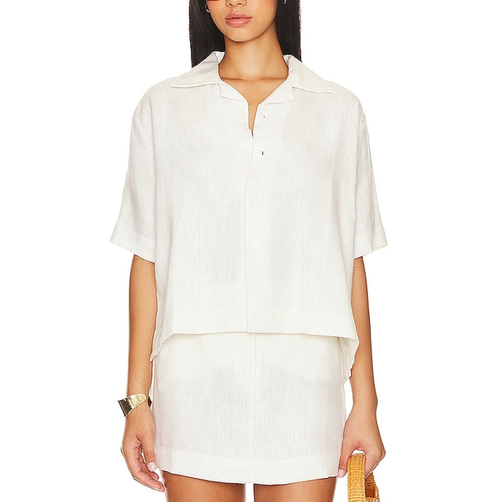 Mikoh 'Busan' White Linen Button Up Blouse Size S