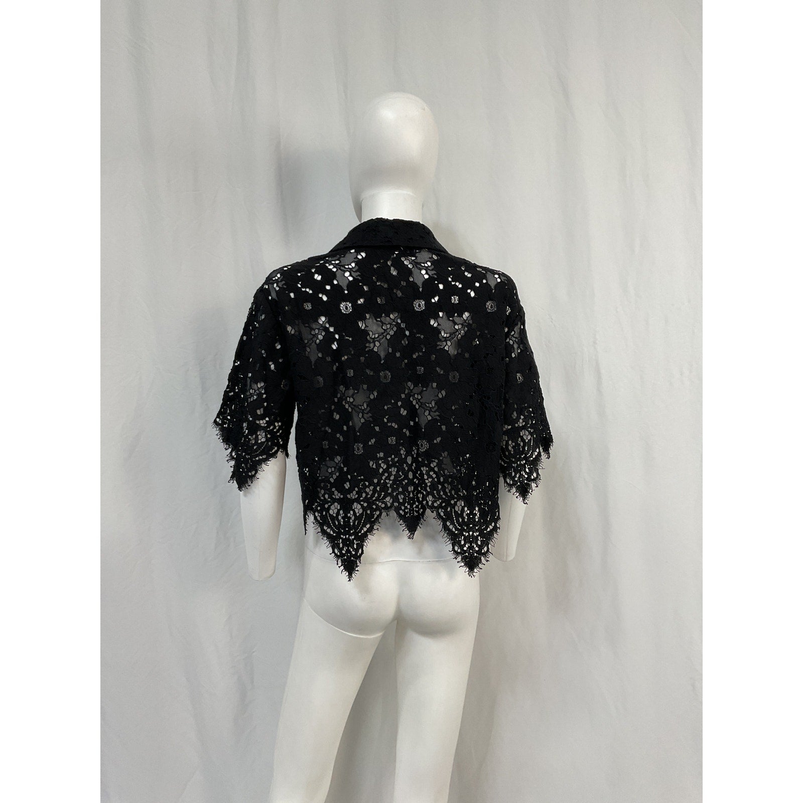 L'Academie 'Calla' Black Polyamide Lace Top Size S
