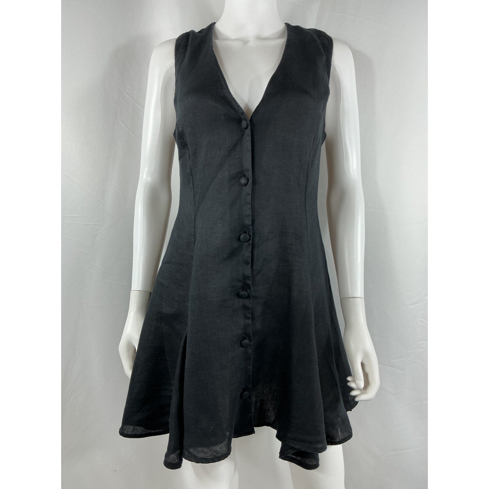 D�en 'Aubrey' Black Linen Mini Dress Size S