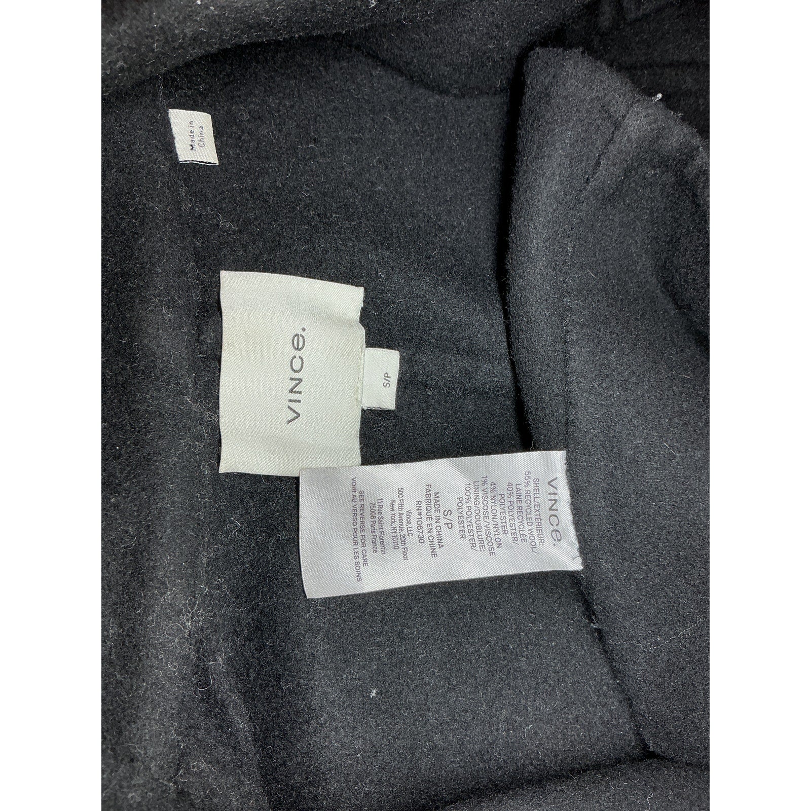 Vince 'Duster' Black Wool Coat Size S