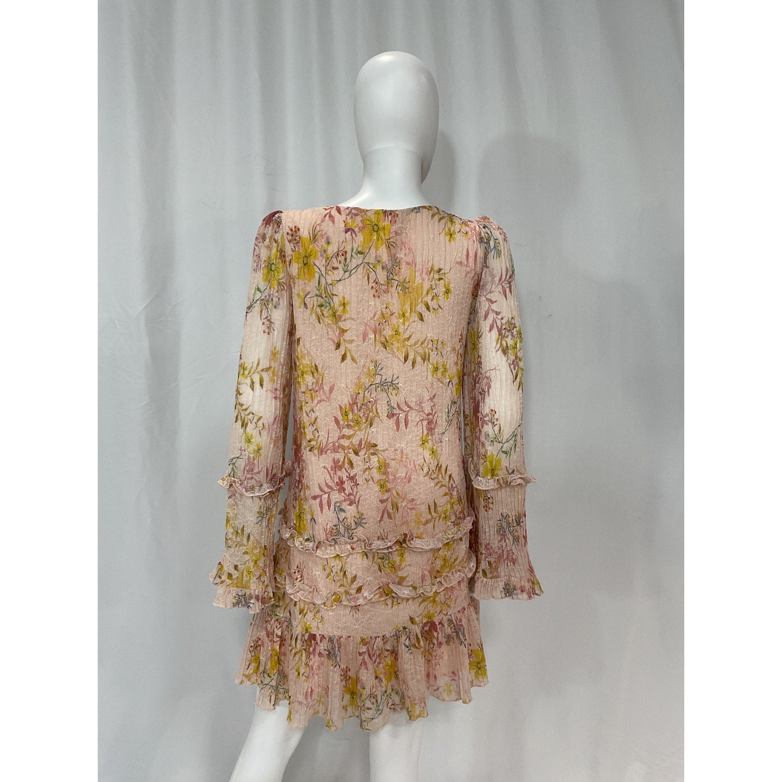 Tularosa 'Evelyn' Pink Pleated Ruffle Trim Dress Size M