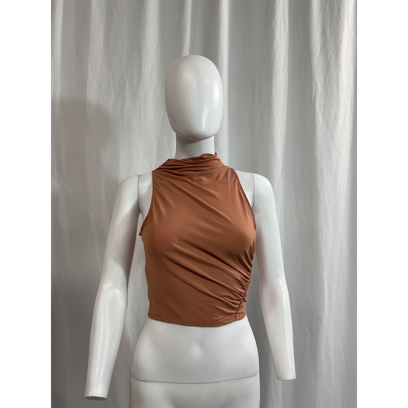 A.L.C. 'Easton' Brown Sleeveless Mockneck Crop Top Size S - NWT