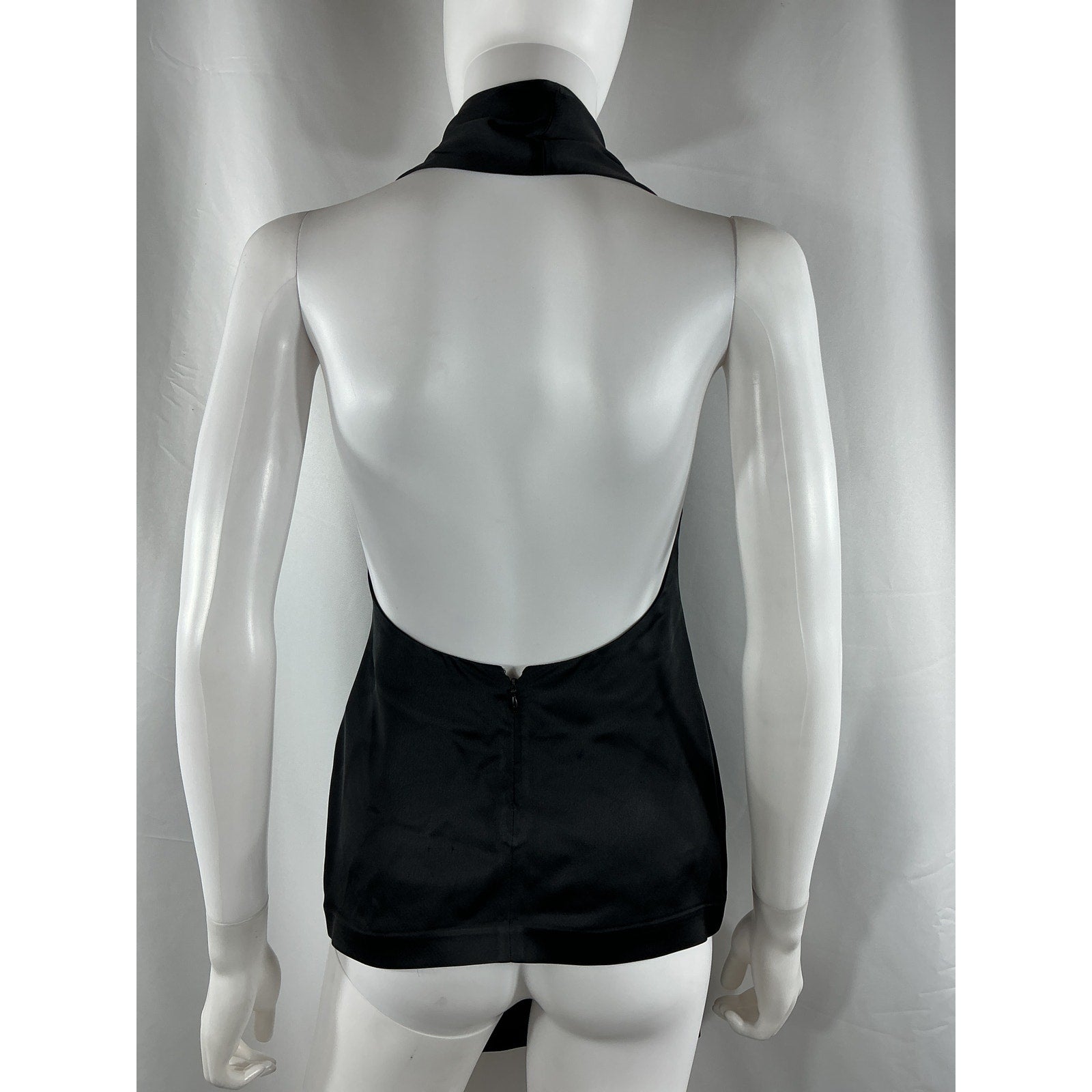Loewe Open-Back Black Acetate Satin Halterneck Top Size 34