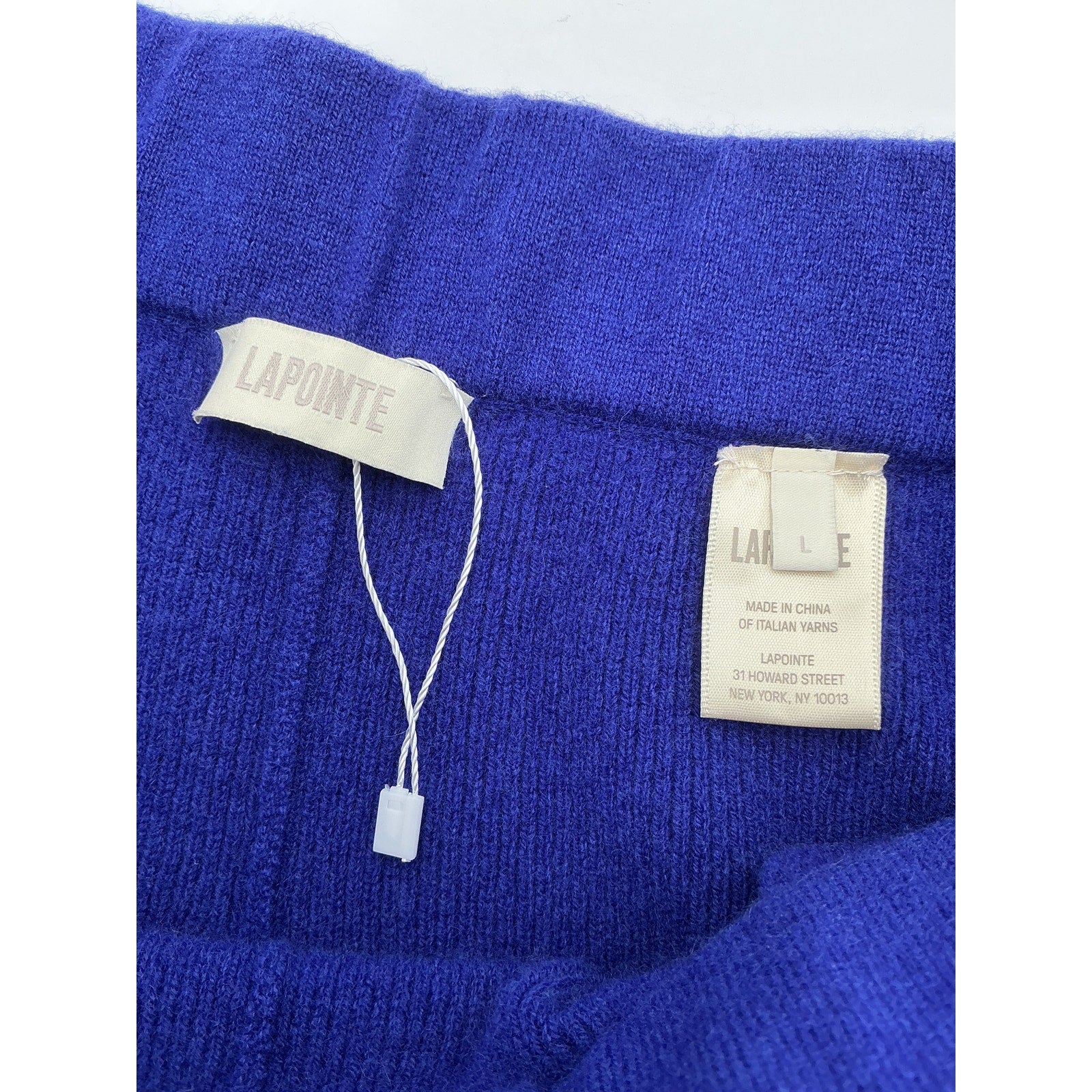 Lapointe Cropped Ribbed Blue Cashmere Track Pants Size L