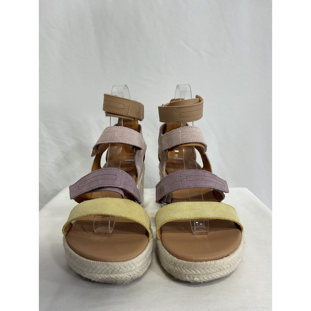 Sorel 'Camerontm' Brown Leather Multi Strap Wedge Sandal Size 7.5