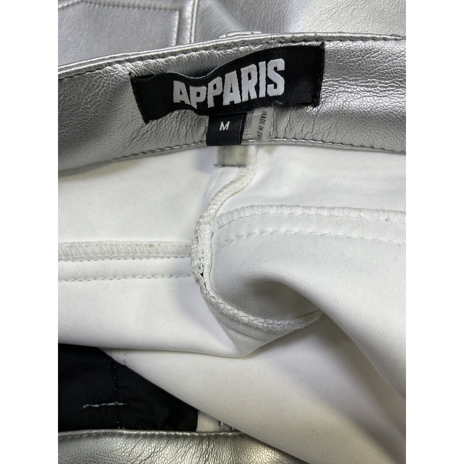 Apparis 'Gretchen' Silver Polyurethane Metallic Skirt Size M