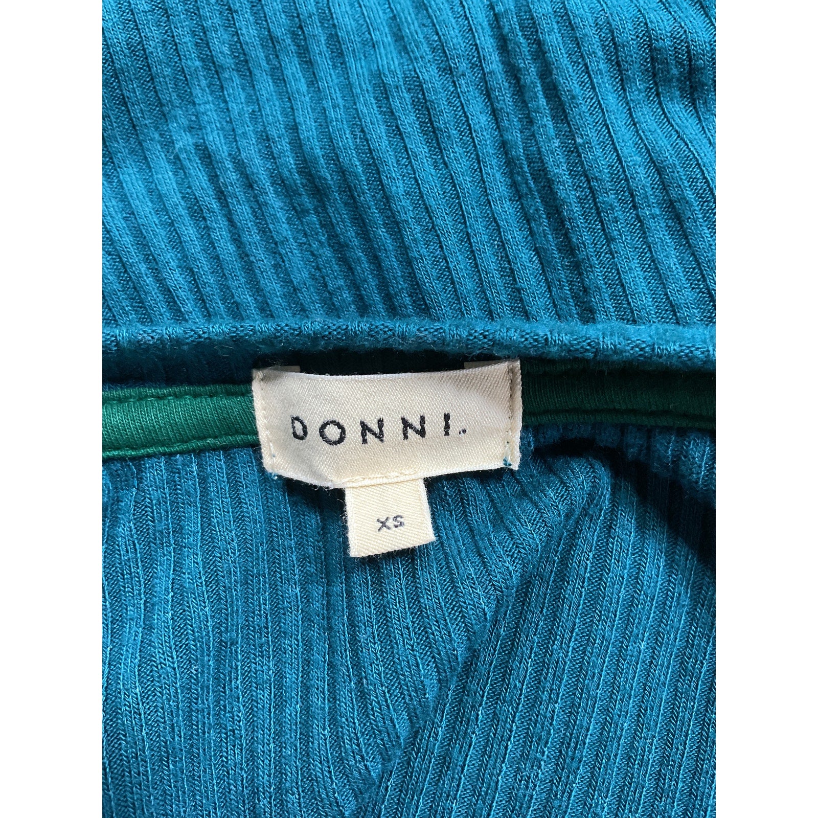 Donni. 'Ribbed' Blue Knit Crewneck Cardigan Size XS