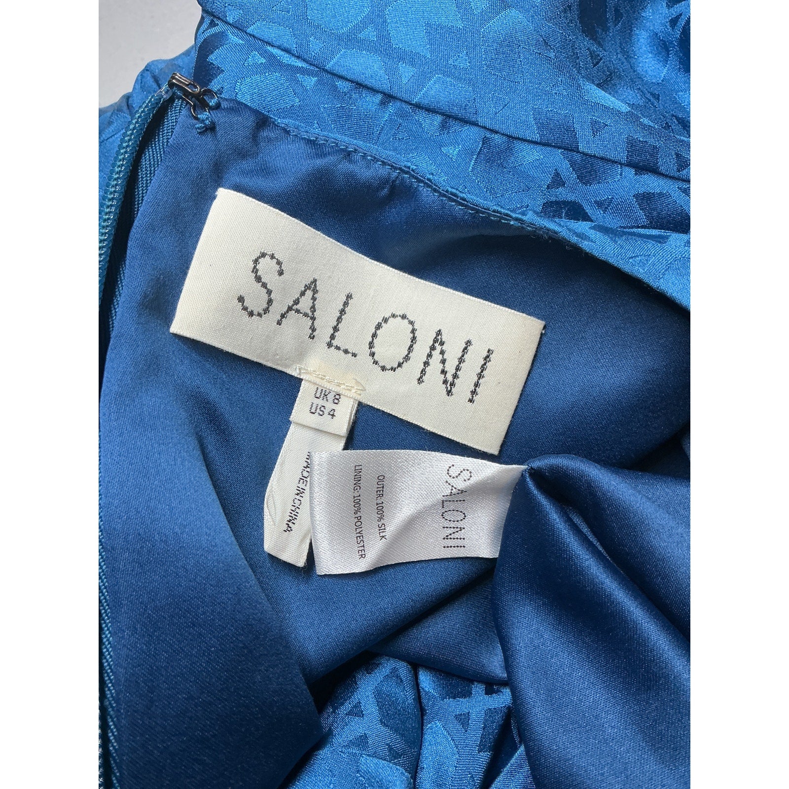 Saloni 'Debbie' Blue Silk Dress Size 4