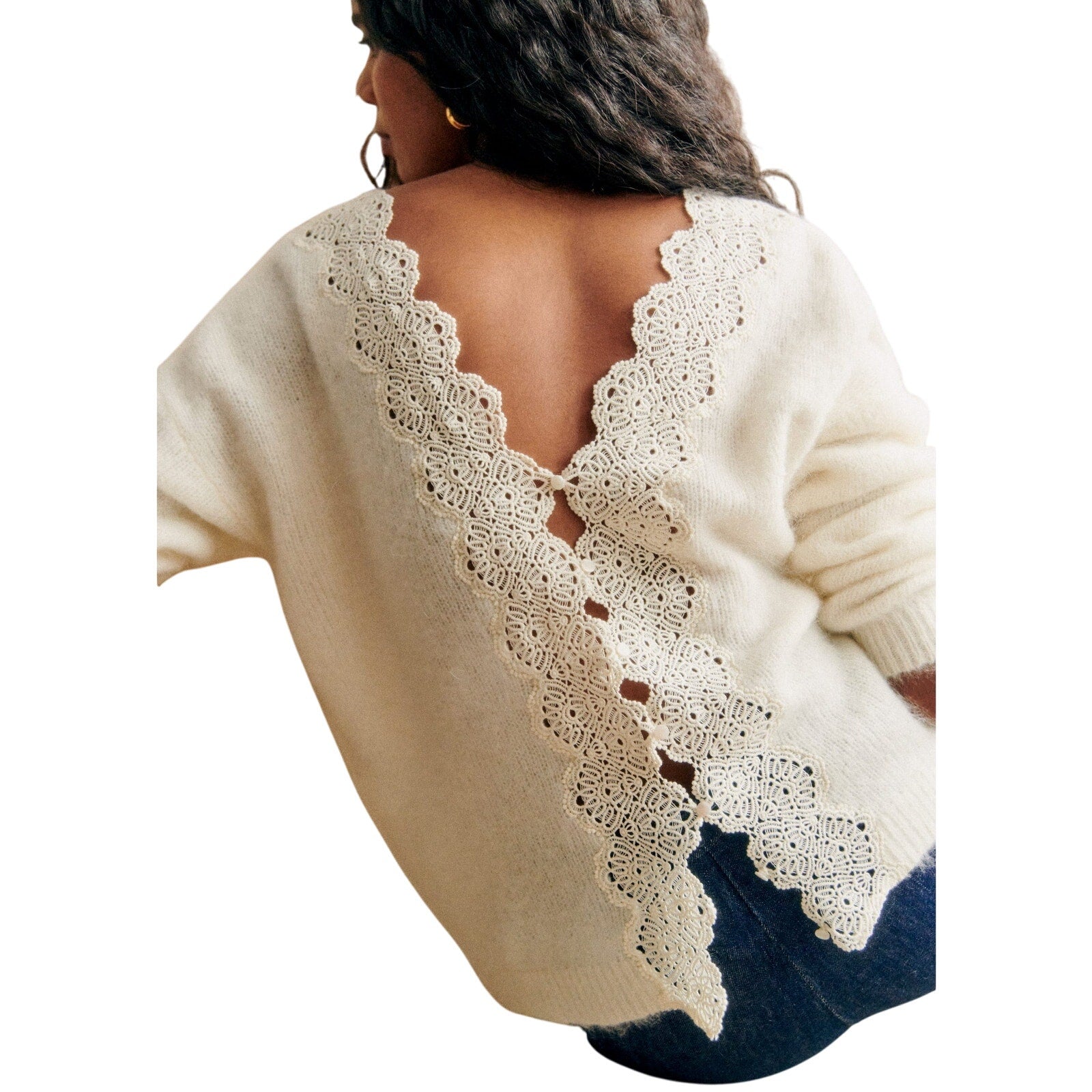 S�zane 'Astride' Cream Wool Jumper Size S
