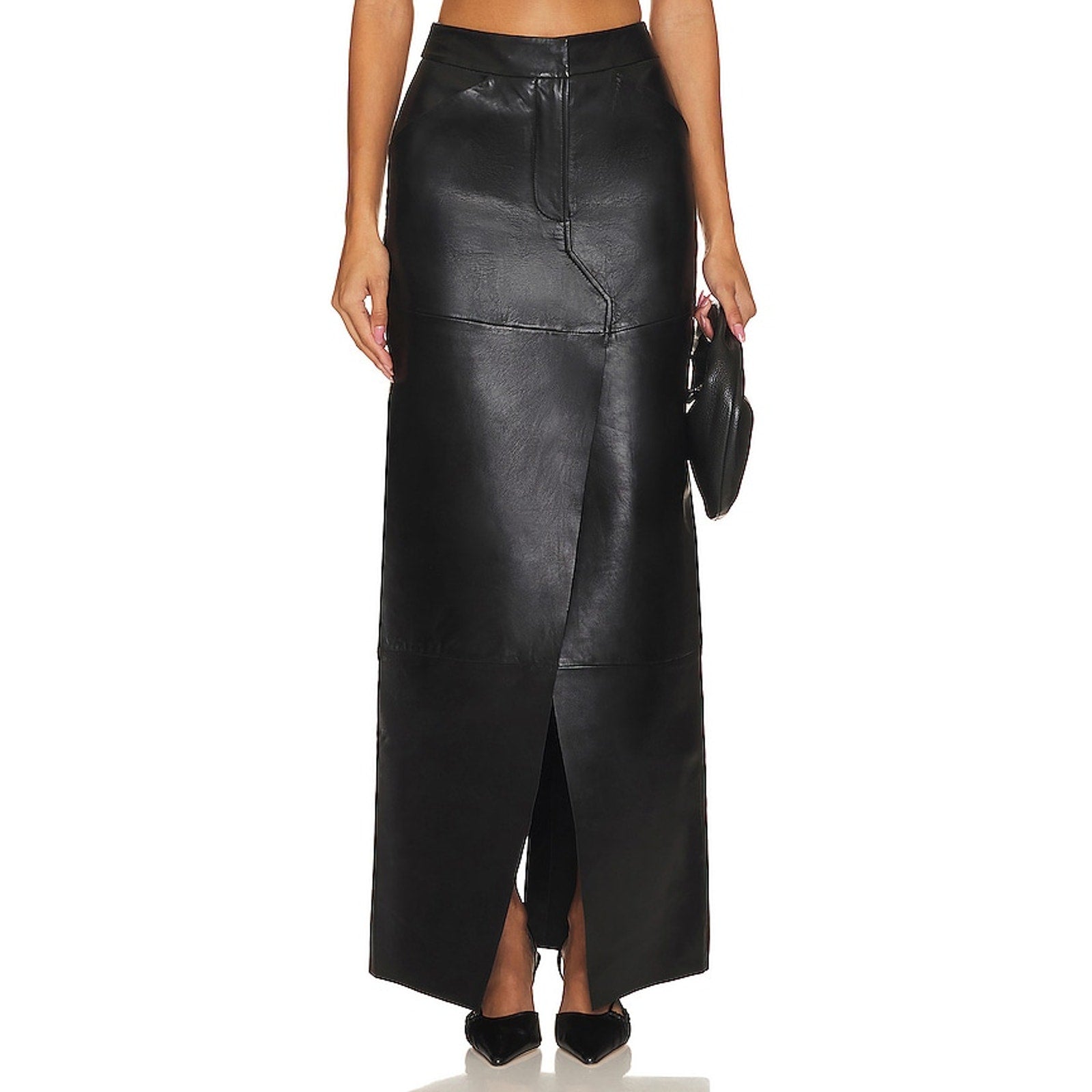Lamarque 'Mariette' Black Leather Maxi Skirt Size S - NWT