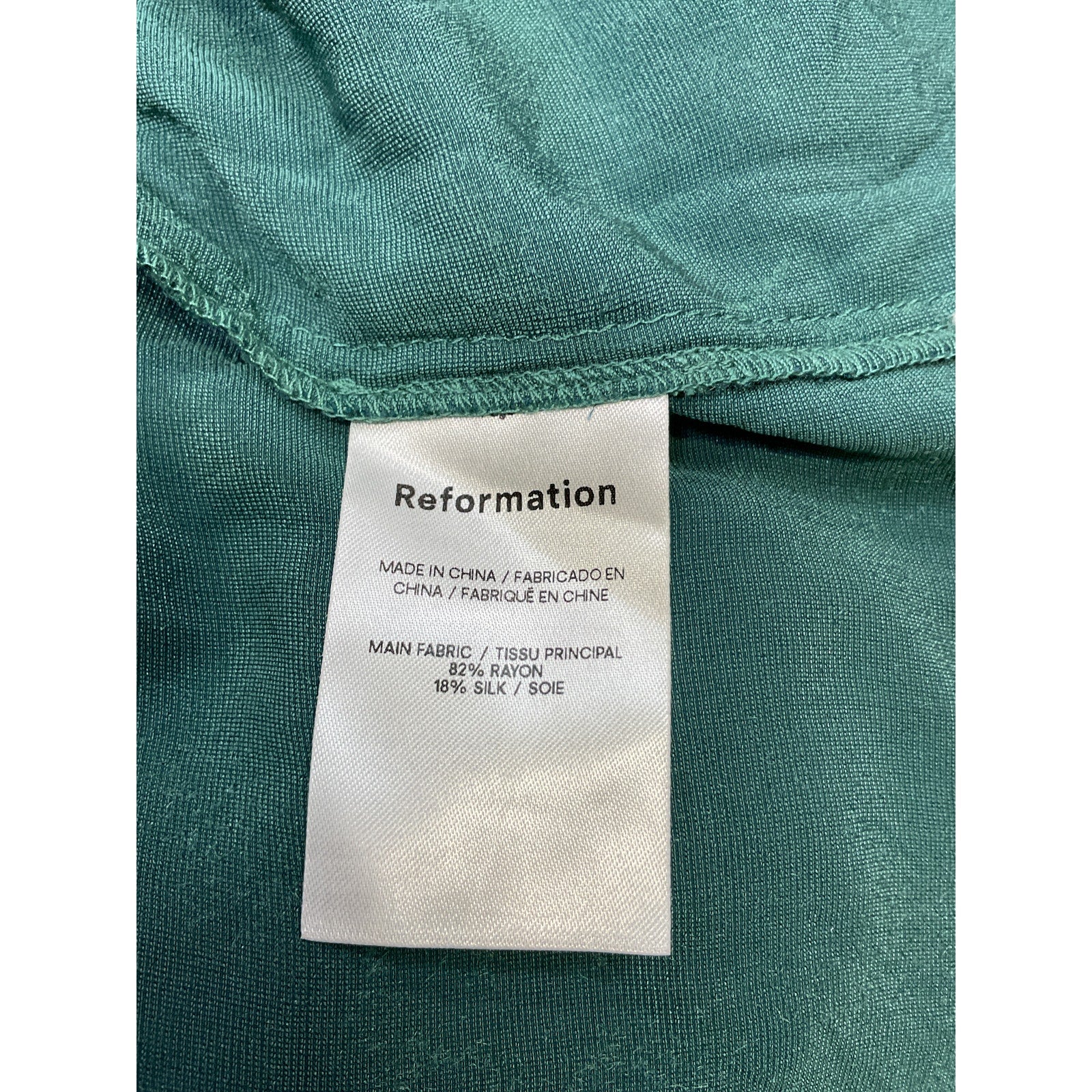 Reformation 'Albi' Green Rayon Velvet Dress Size S