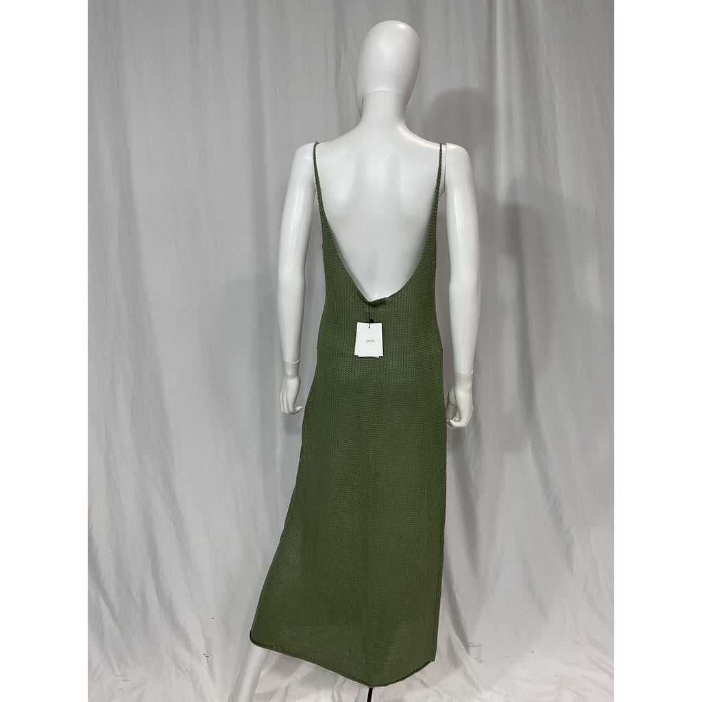 Onia 'Textured' Green Linen Sweater Scoop Maxi Size M - NWT